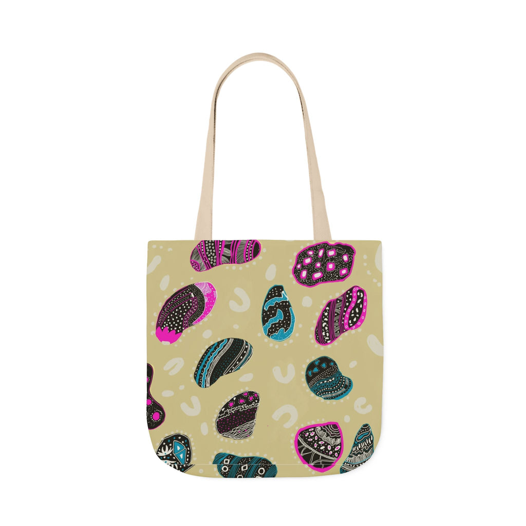 Modern Abstract Drawn Print Canvas Tote Bag, 5-Color Straps Printify