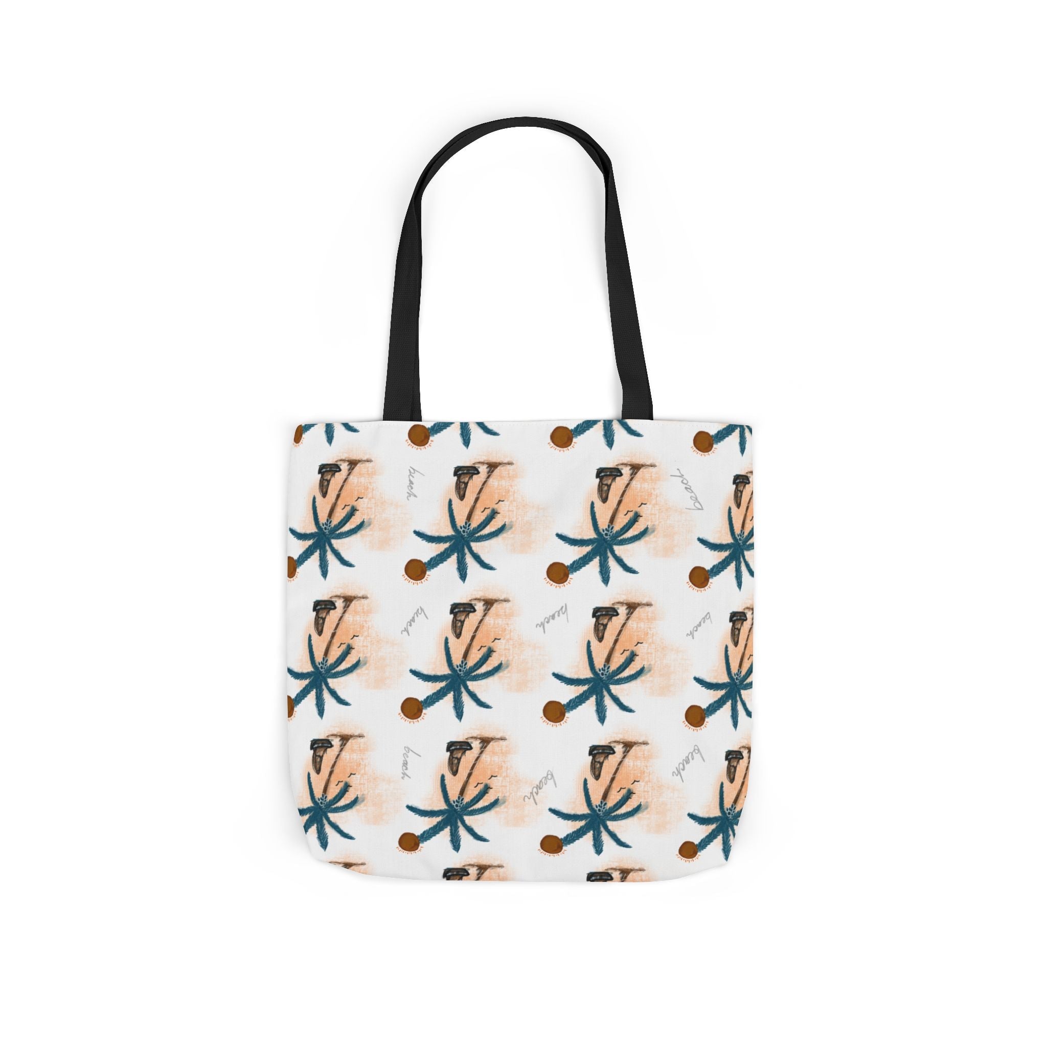 Beach Hand Drawn Art Canvas Tote Bag, 5-Color Straps Printify