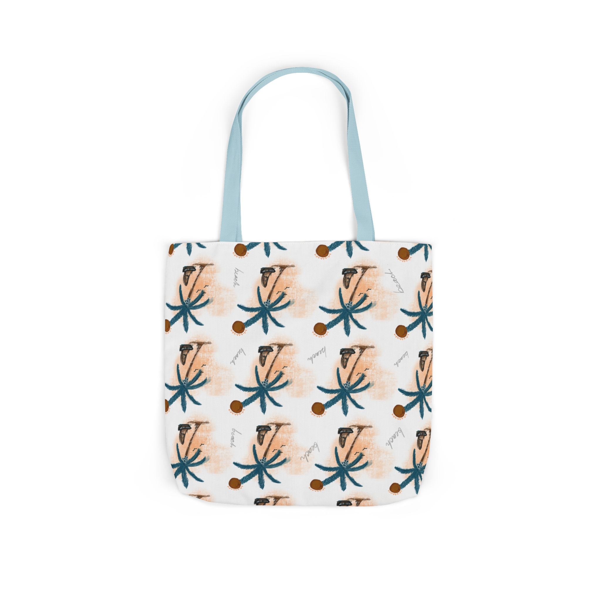 Beach Hand Drawn Art Canvas Tote Bag, 5-Color Straps Printify
