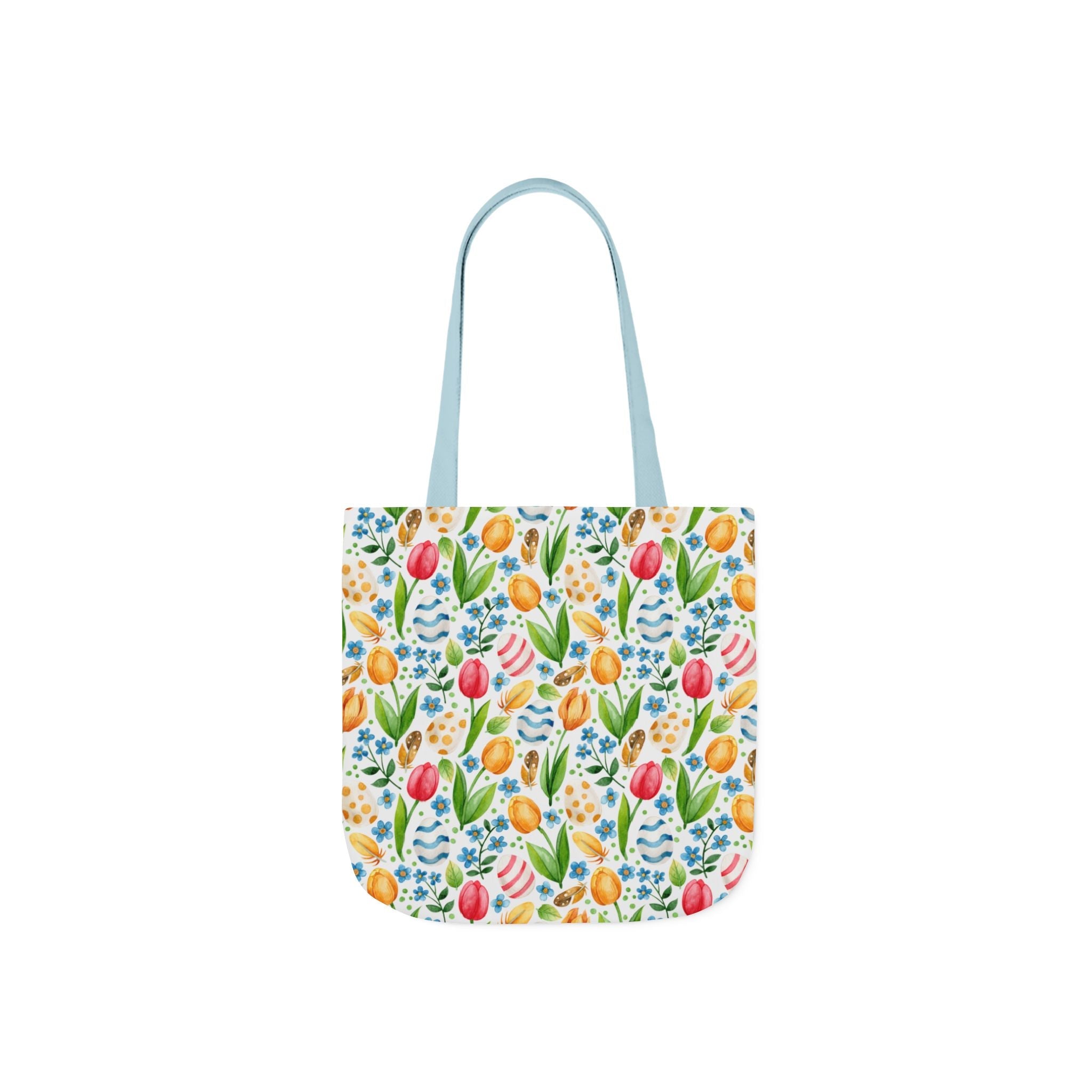 Colourful Egg Tulip Theme Canvas Tote Bag, 5-Color Straps Printify