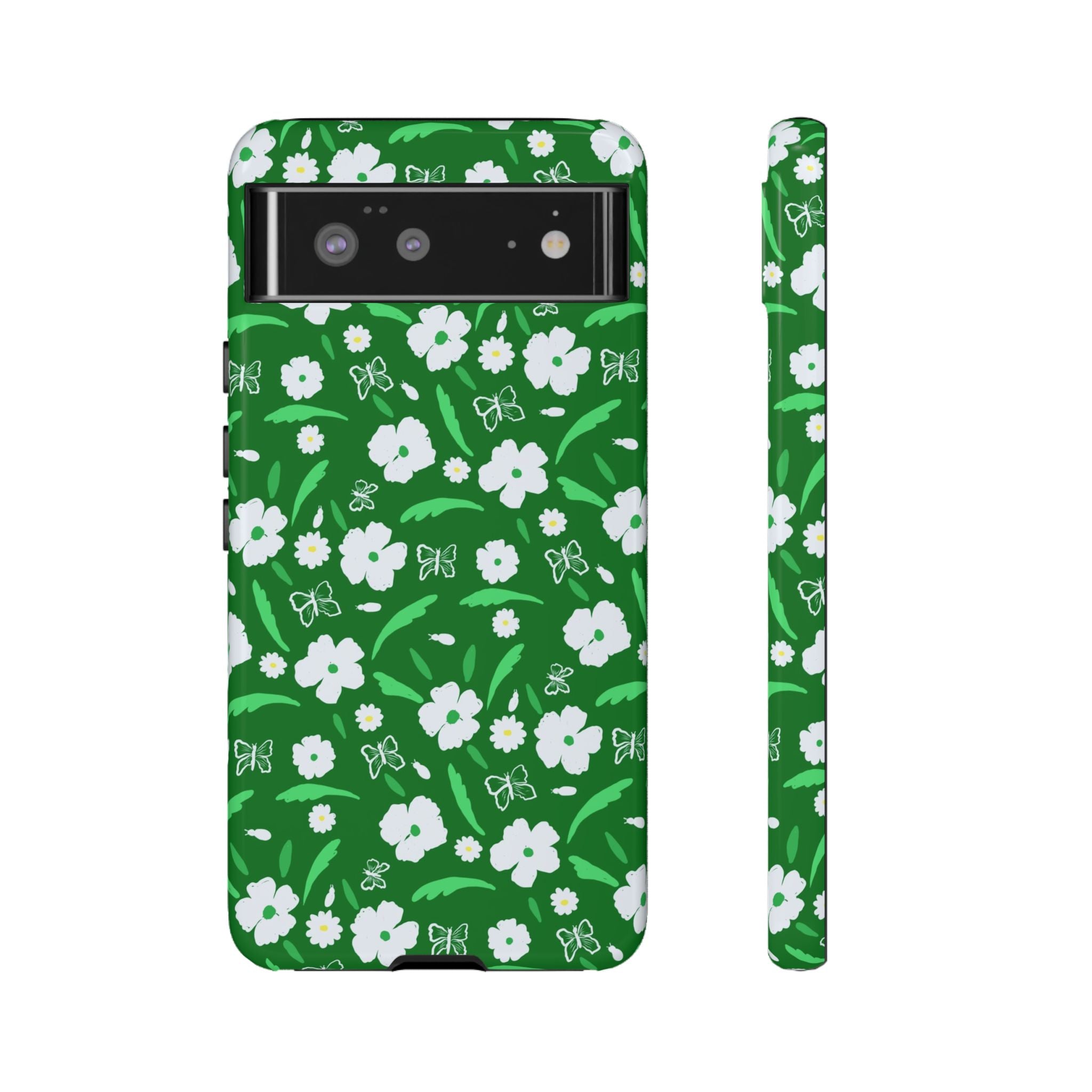 Green Meets White Flora Hand Designed Prints Tough Cases Printify