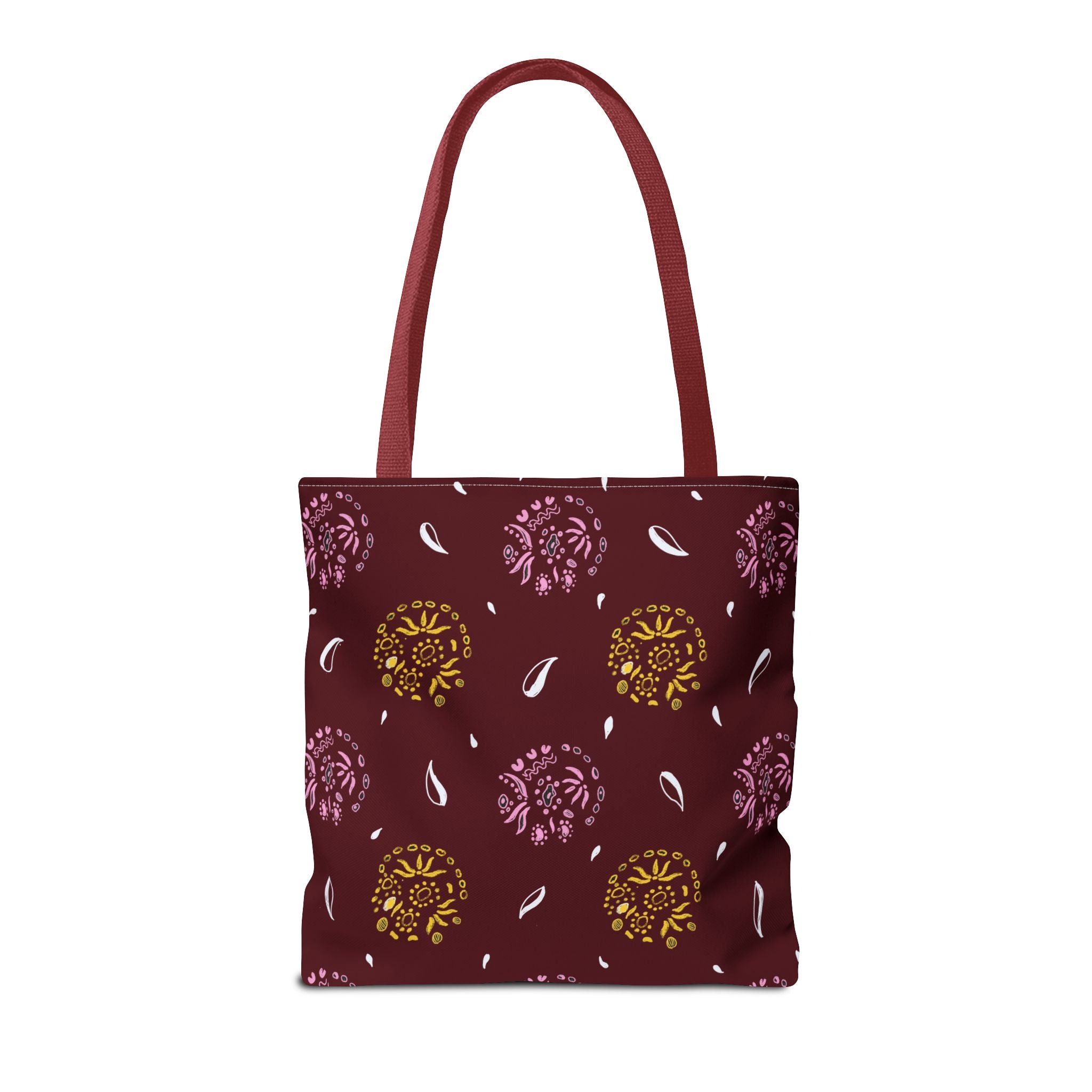 Maroon Abstract Symbol Tote Bag (AOP)