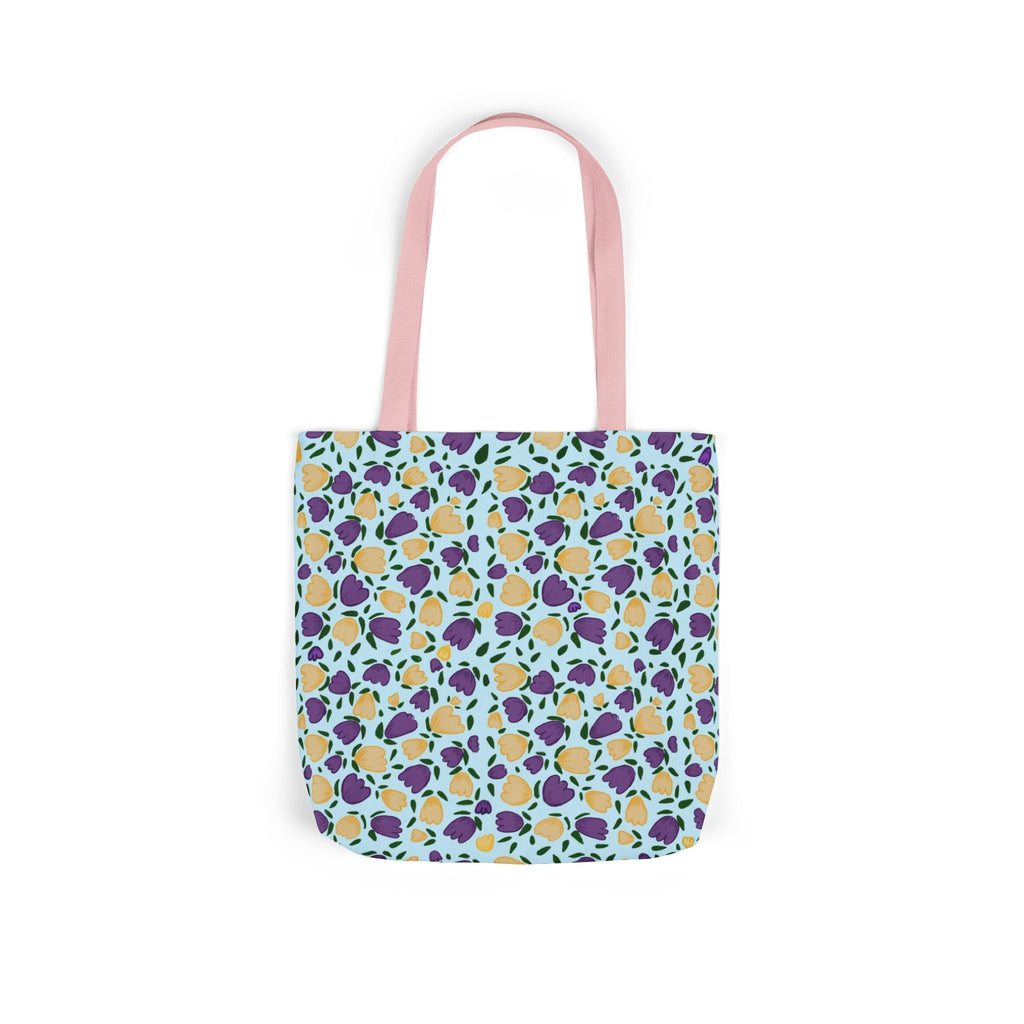 Blue Purple Cute Original Art Wild Flora Canvas Tote Bag, 5-Color Straps Printify