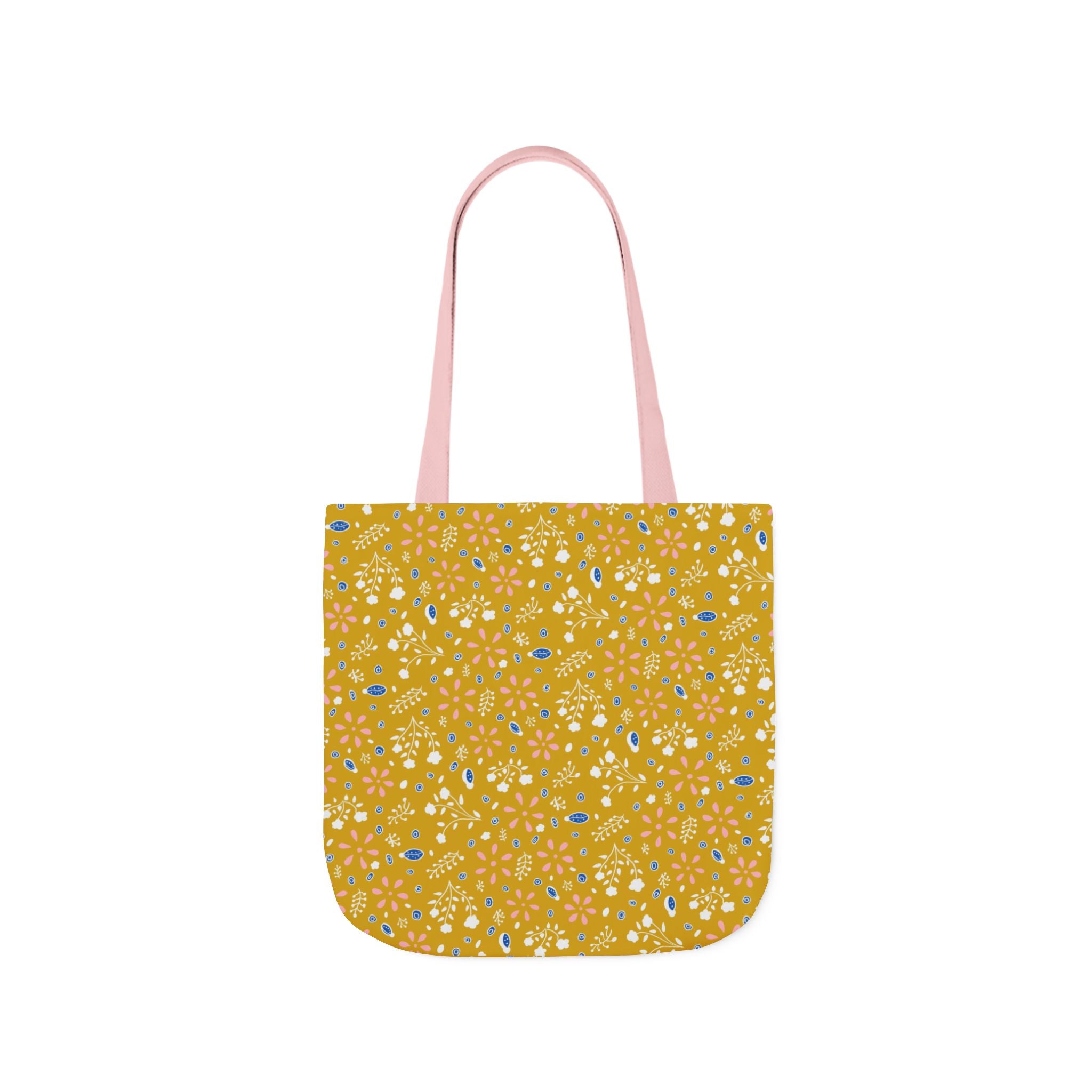Golden Yellow Botanic Canvas Tote Bag, 5-Color Straps