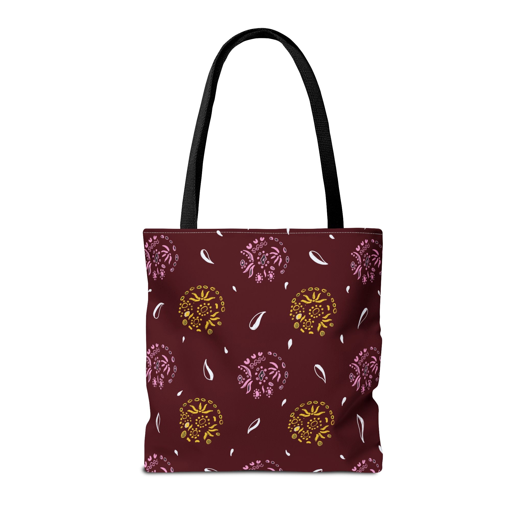 Maroon Abstract Symbol Tote Bag (AOP)