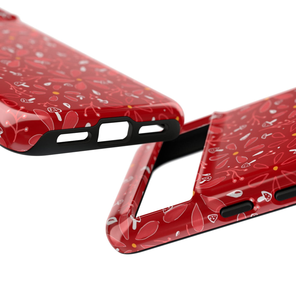 Red Flora Hand Designed Print Tough Cases Printify