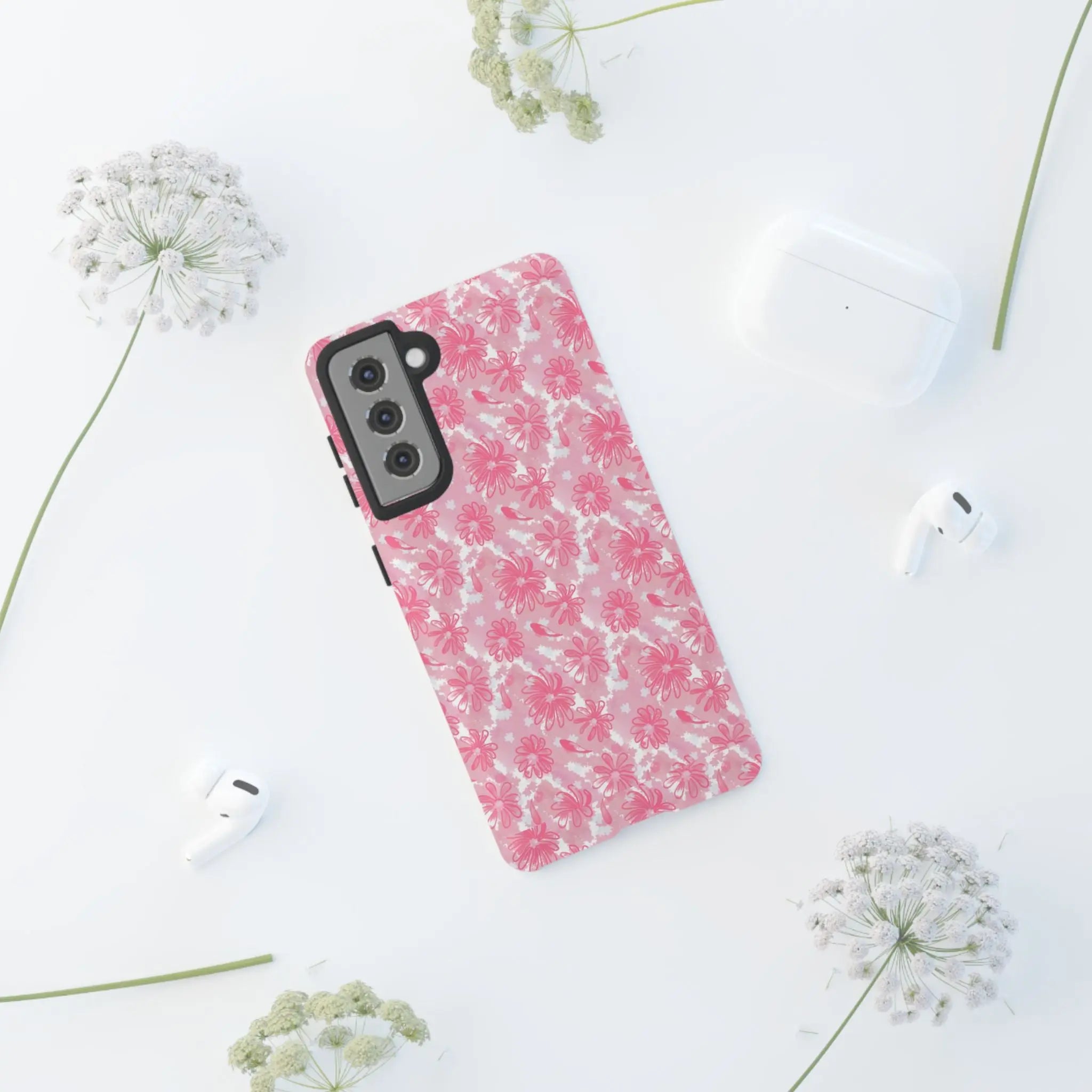 Flora Pink White Phone Case (Carry Original Art Drawn) Printify