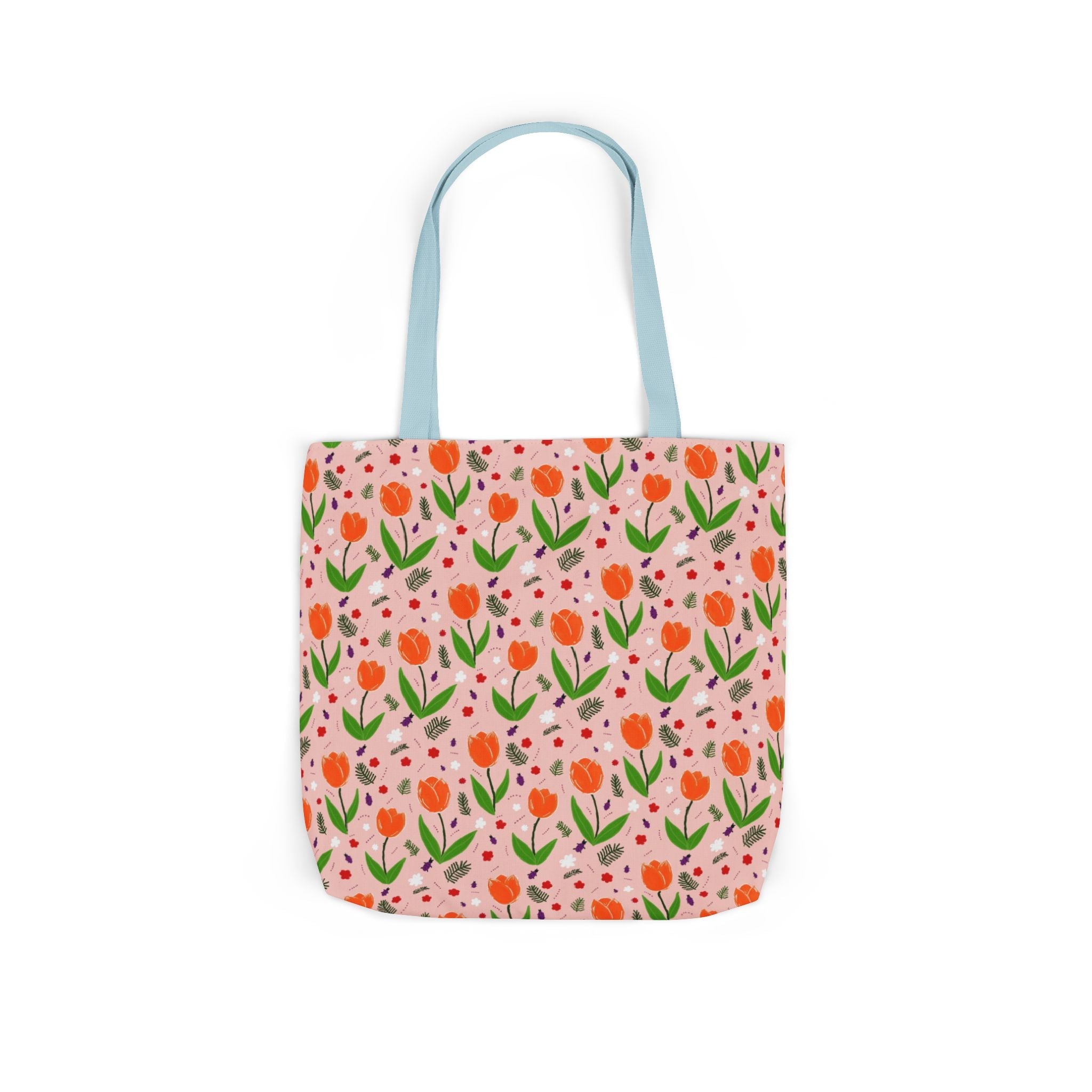 Orange Tulip Hand Designed Art Botanic Canvas Tote Bag, 5-Color Straps Printify