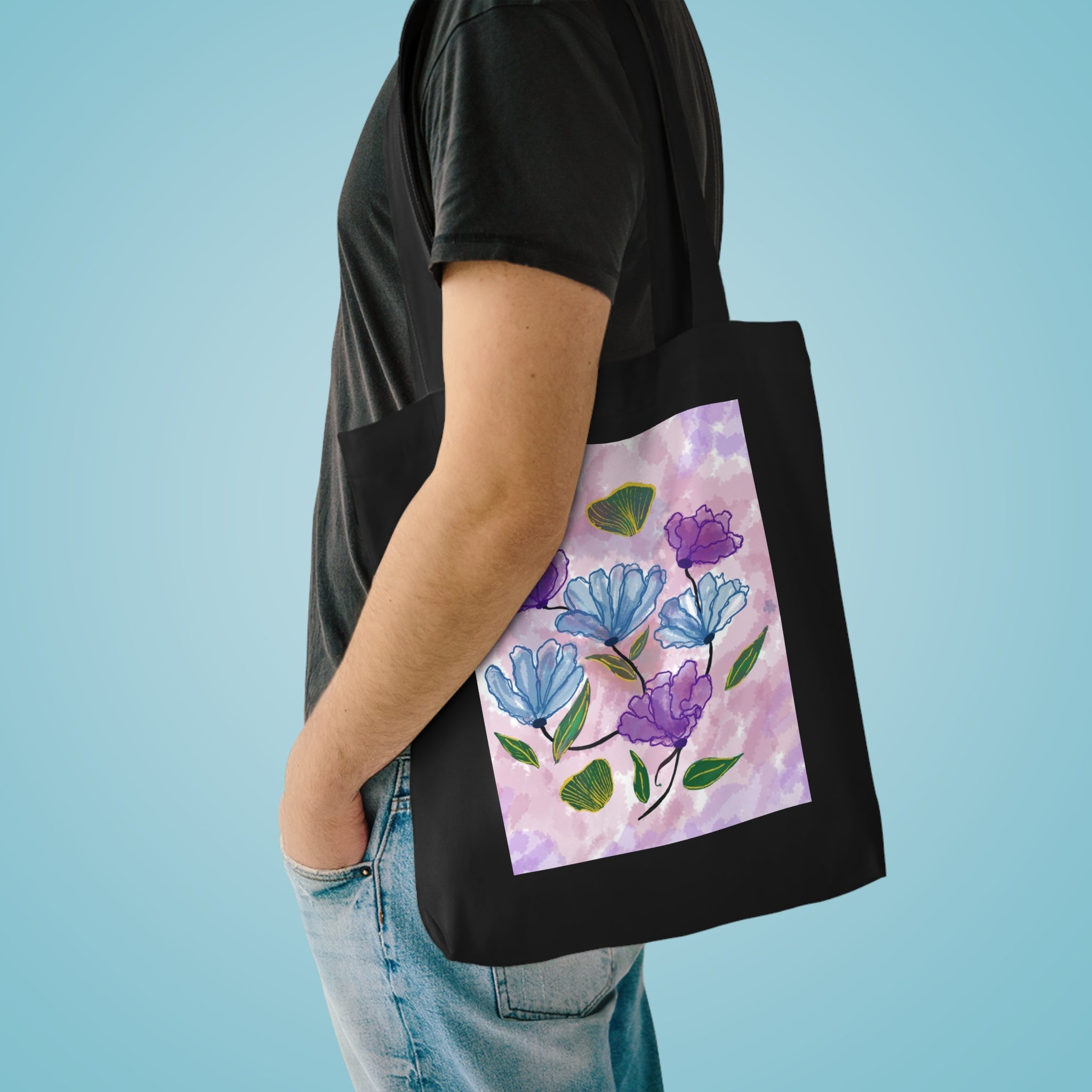 Wild Flora Cotton Tote Bag- Cream and Black Variant Printify