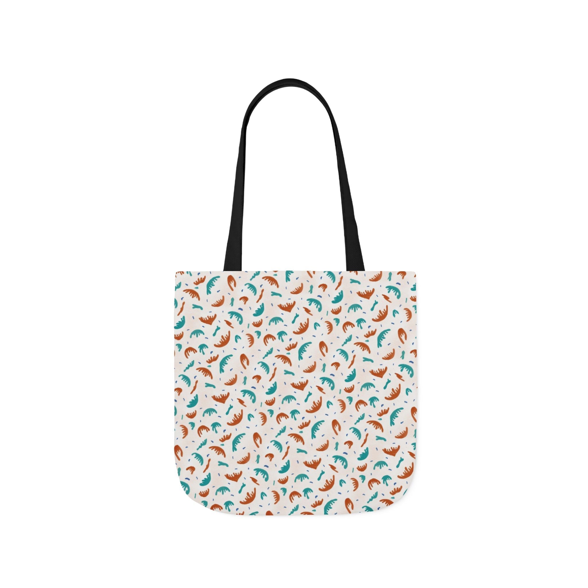 Abstract Hand Designed Print Canvas Tote Bag, 5-Color Straps Printify