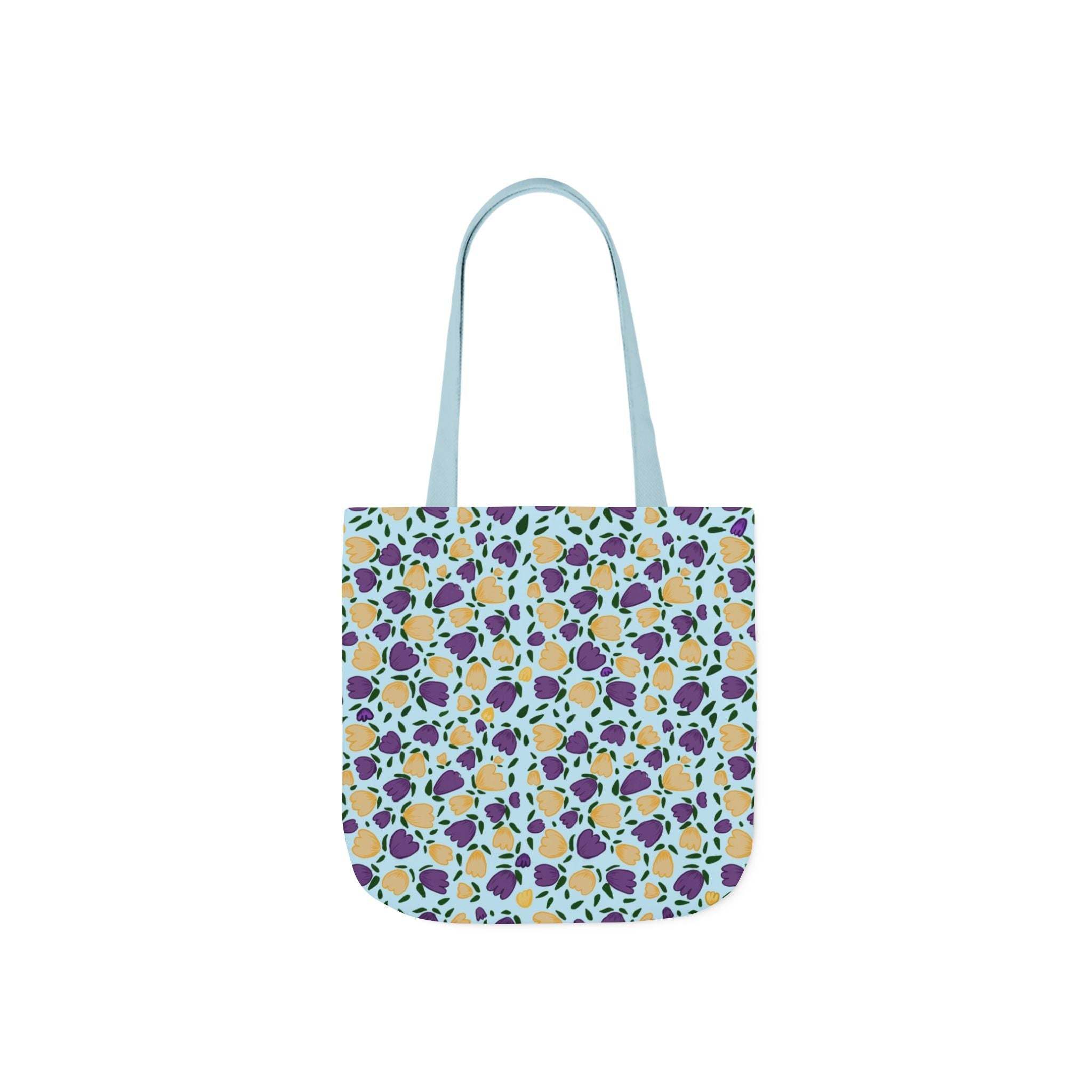 Blue Purple Cute Original Art Wild Flora Canvas Tote Bag, 5-Color Straps Printify
