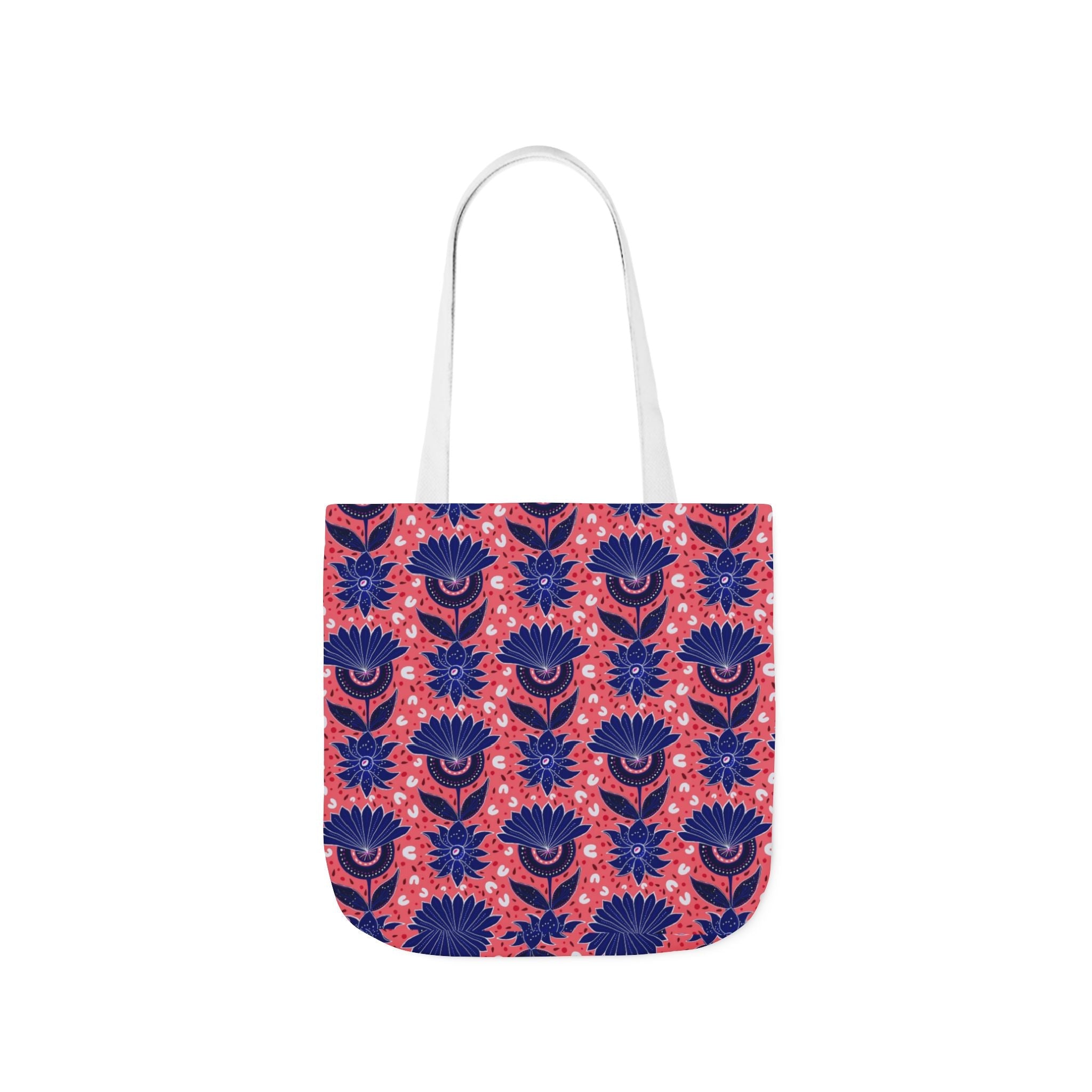 Blue Pink Botanic Canvas Tote Bag, 5-Color Straps Printify