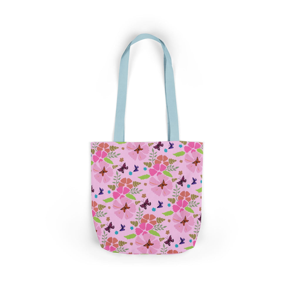 Pink Butterfly Garden Canvas Tote Bag, 5-Color Straps Printify