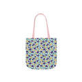 Blue Purple Cute Original Art Wild Flora Canvas Tote Bag, 5-Color Straps Printify