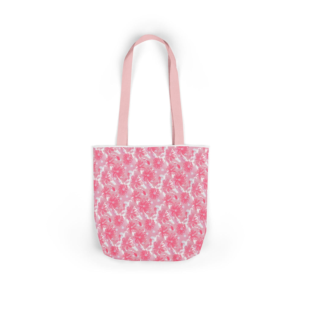 Cute Pink Flora Original Art Canvas Tote Bag, 5-Color Straps Printify