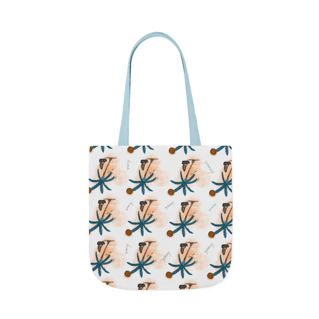 Beach Hand Drawn Art Canvas Tote Bag, 5-Color Straps Printify