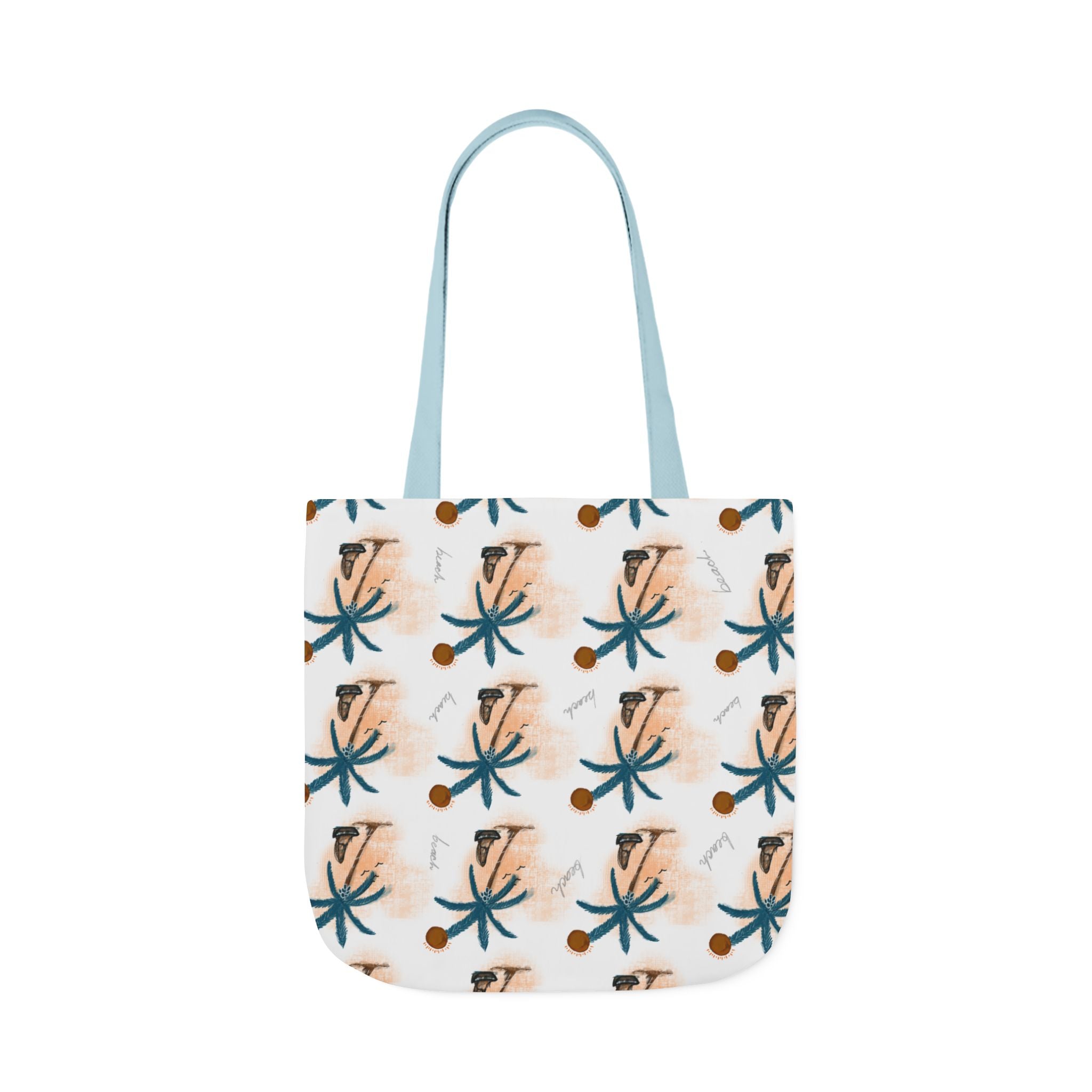 Beach Hand Drawn Art Canvas Tote Bag, 5-Color Straps Printify