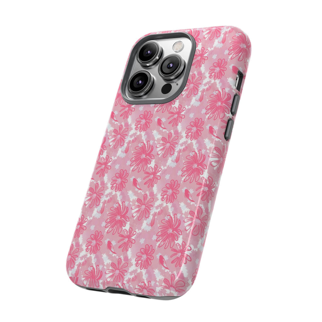 Flora Pink White Phone Case (Carry Original Art Drawn) Printify