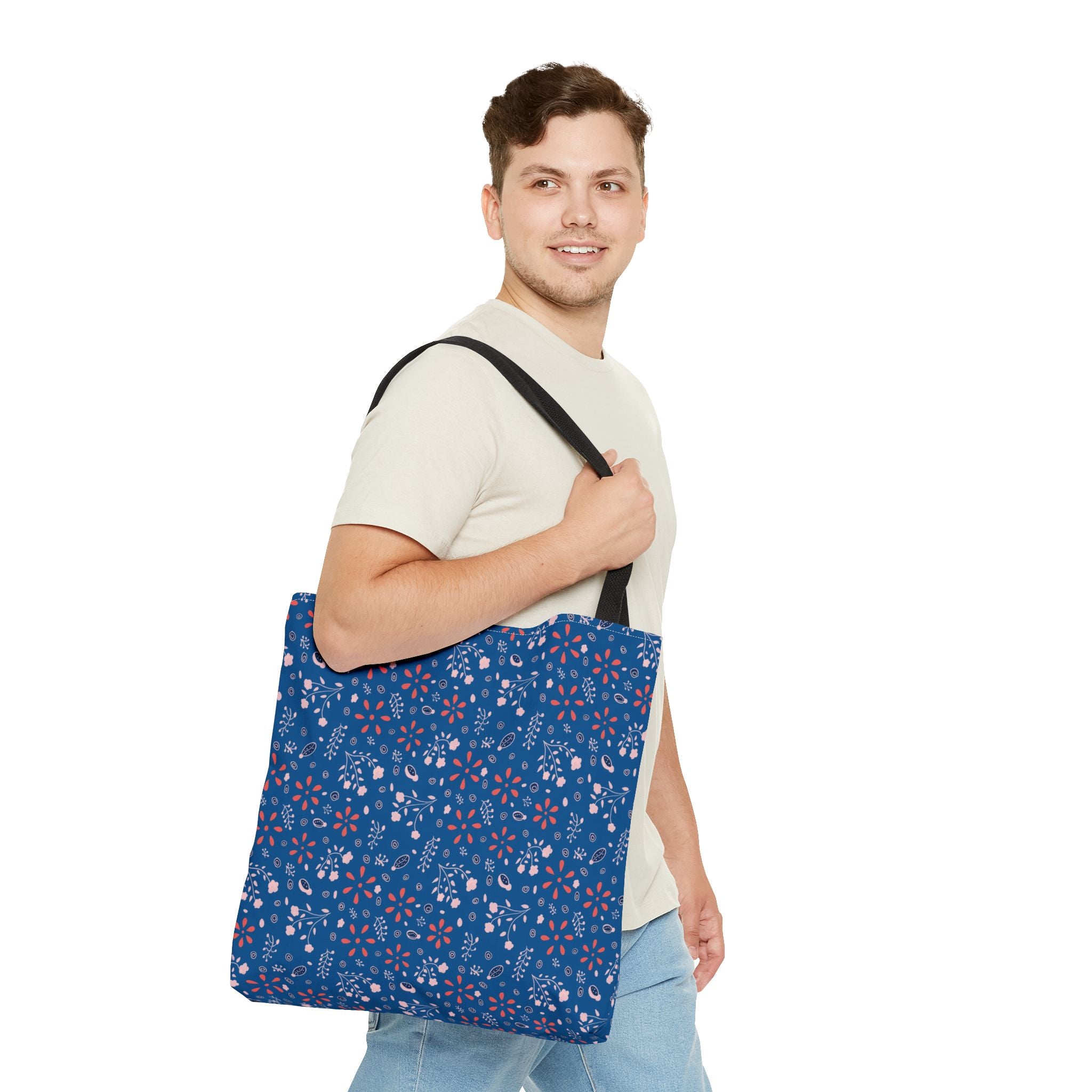 Blue Small Botanic Print Tote Bag (AOP)
