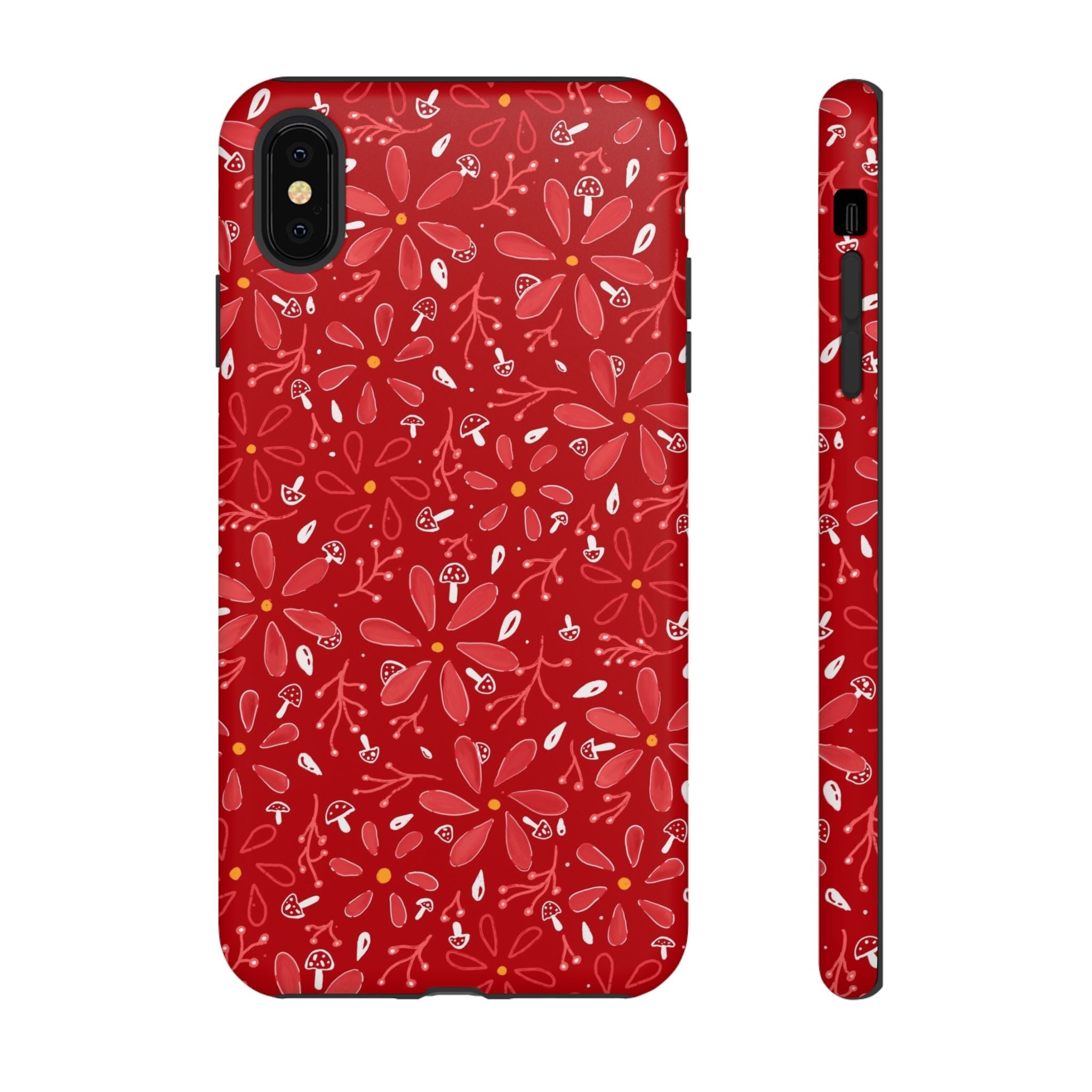 Red Flora Hand Designed Print Tough Cases Printify
