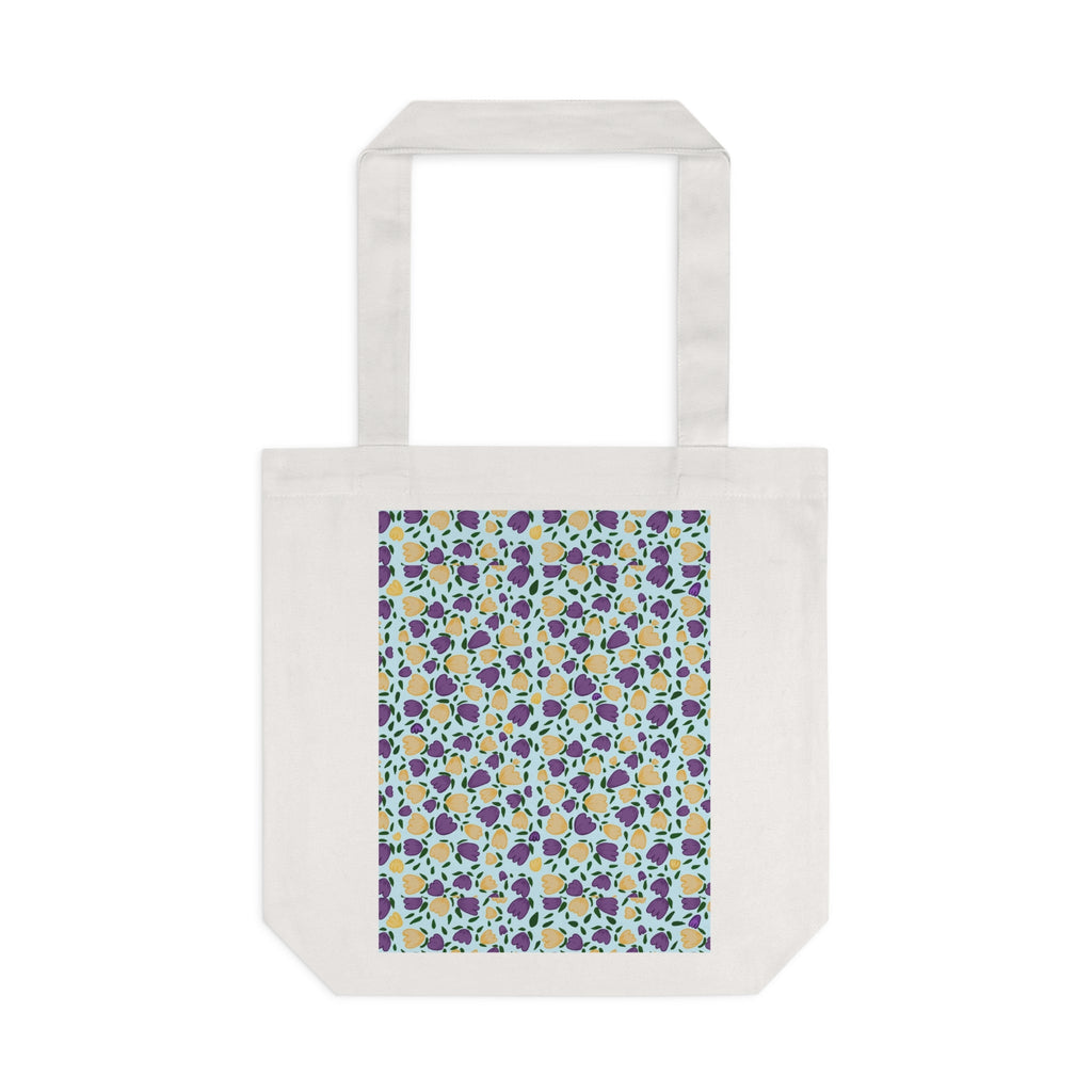 Blue Purple Small Wild Flora Cotton Tote Bag Printify