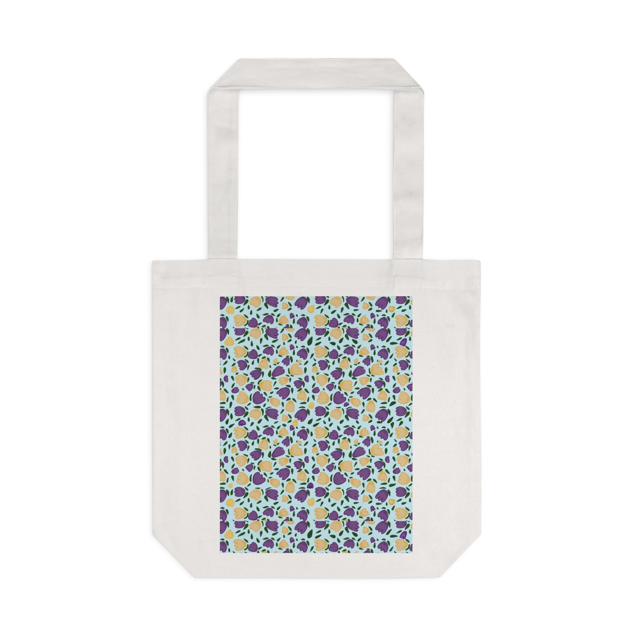 Blue Purple Small Wild Flora Cotton Tote Bag Printify