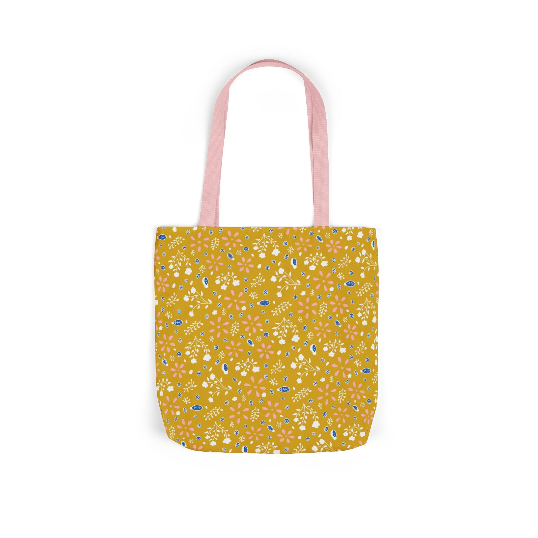 Golden Yellow Botanic Canvas Tote Bag, 5-Color Straps