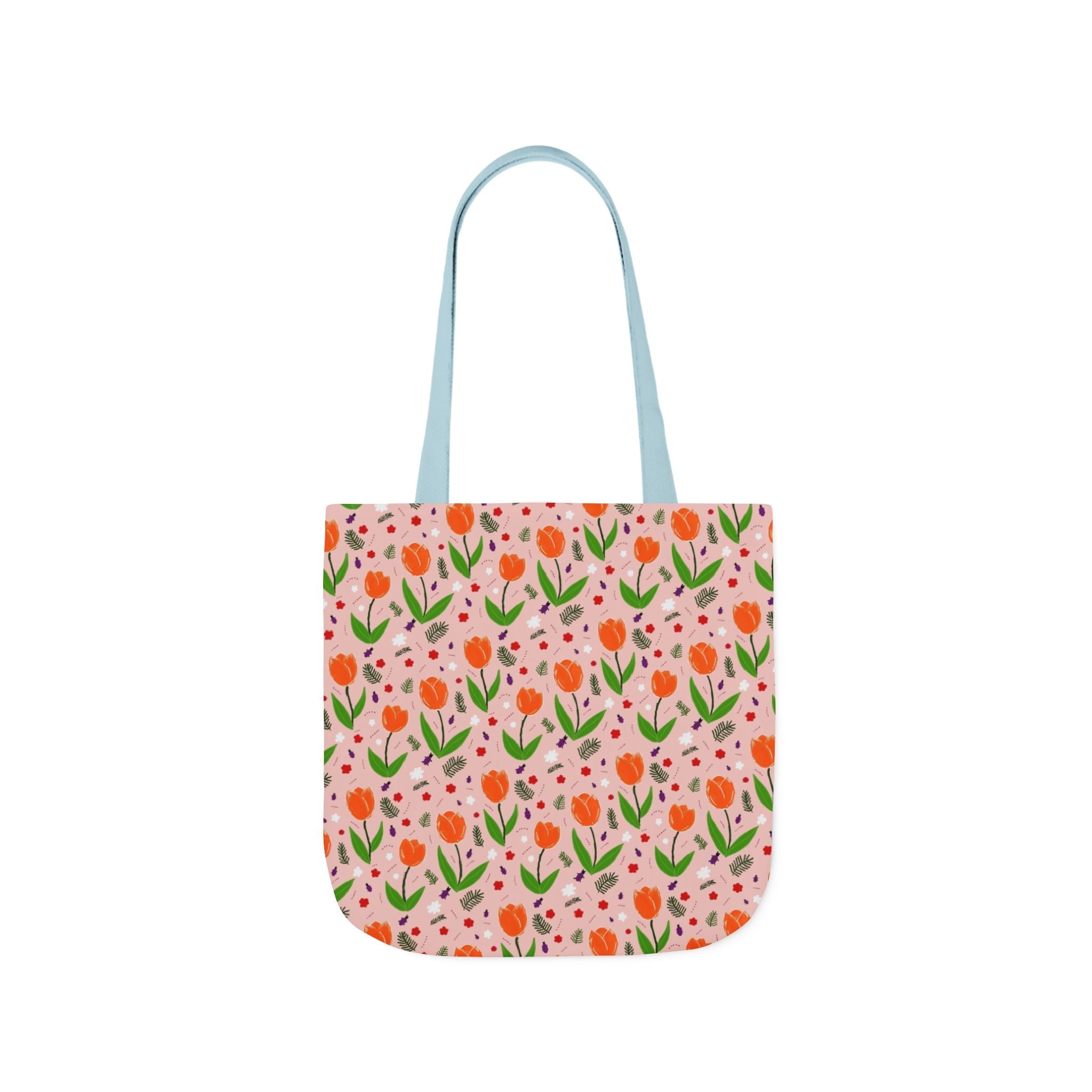 Orange Tulip Hand Designed Art Botanic Canvas Tote Bag, 5-Color Straps Printify