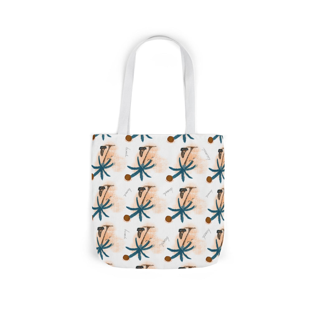 Beach Hand Drawn Art Canvas Tote Bag, 5-Color Straps Printify