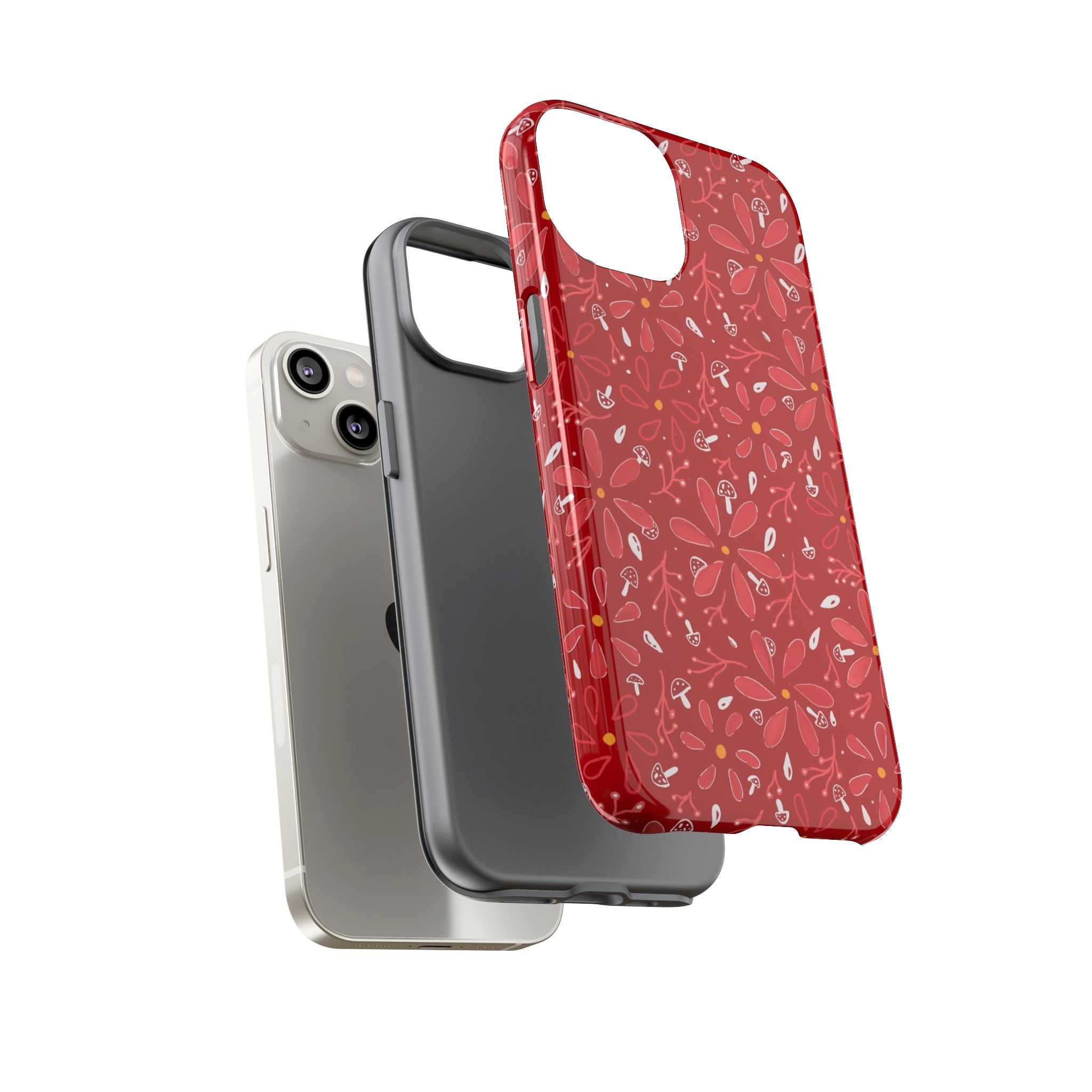 Red Flora Hand Designed Print Tough Cases Printify