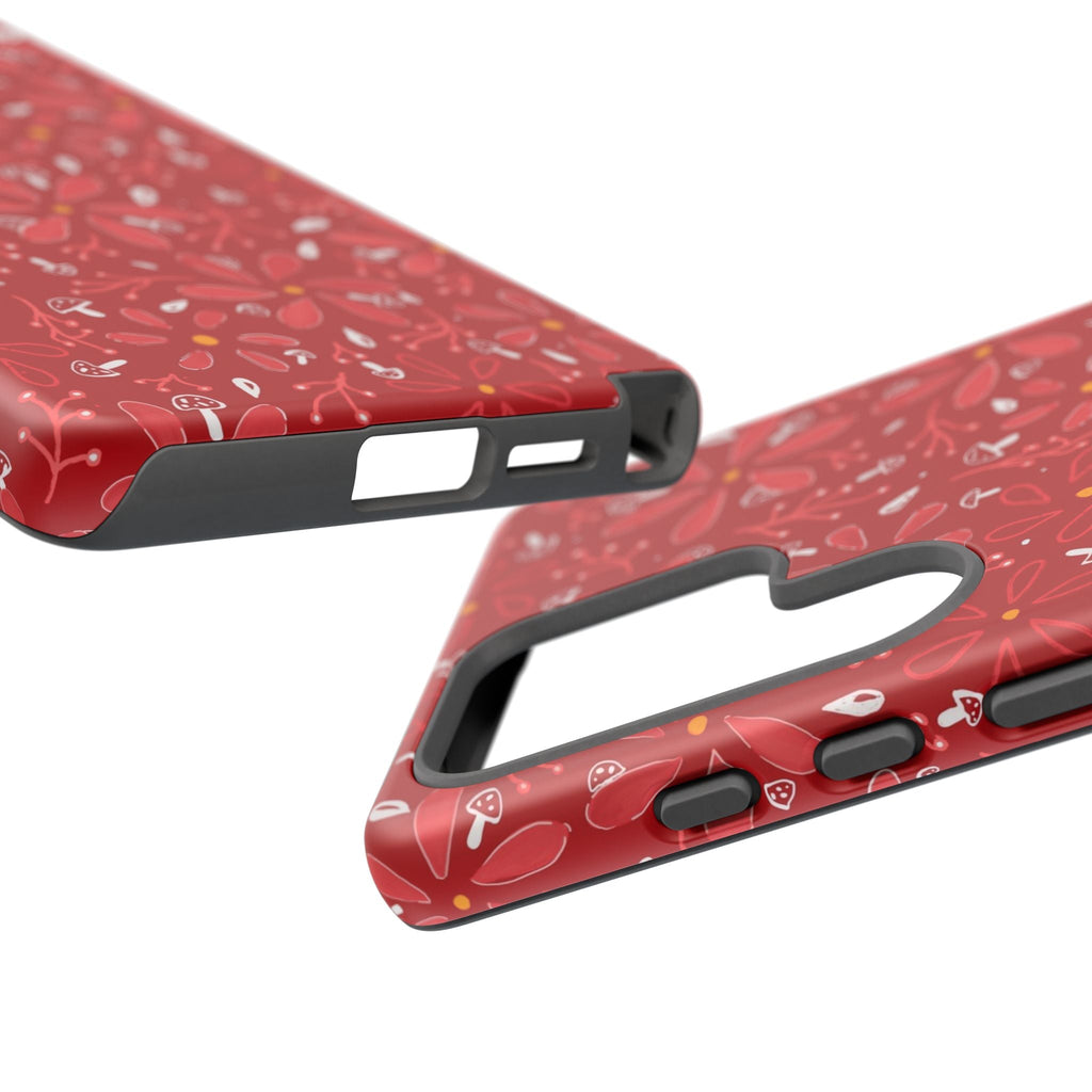 Red Flora Hand Designed Print Tough Cases Printify