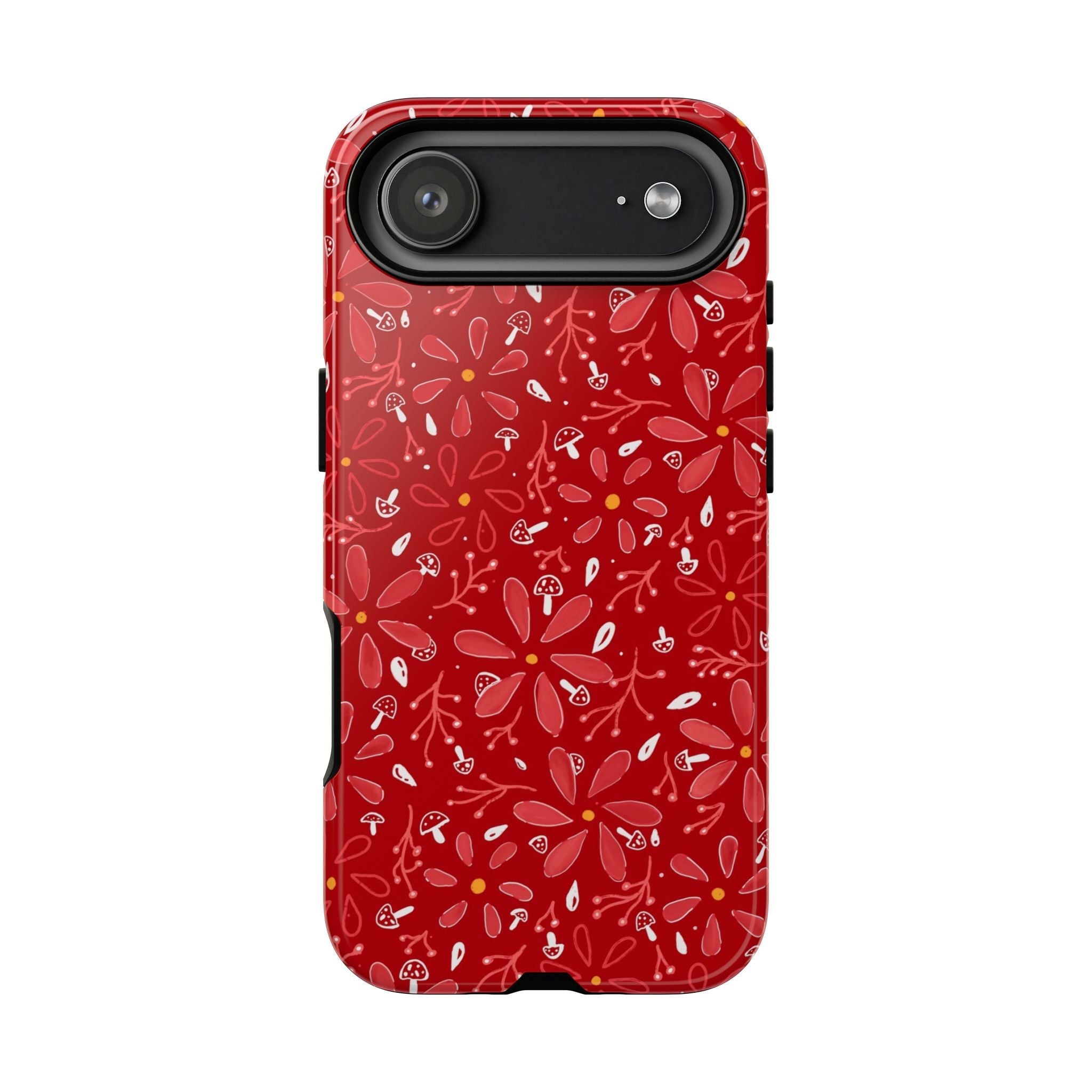 Red Flora Hand Designed Print Tough Cases Printify