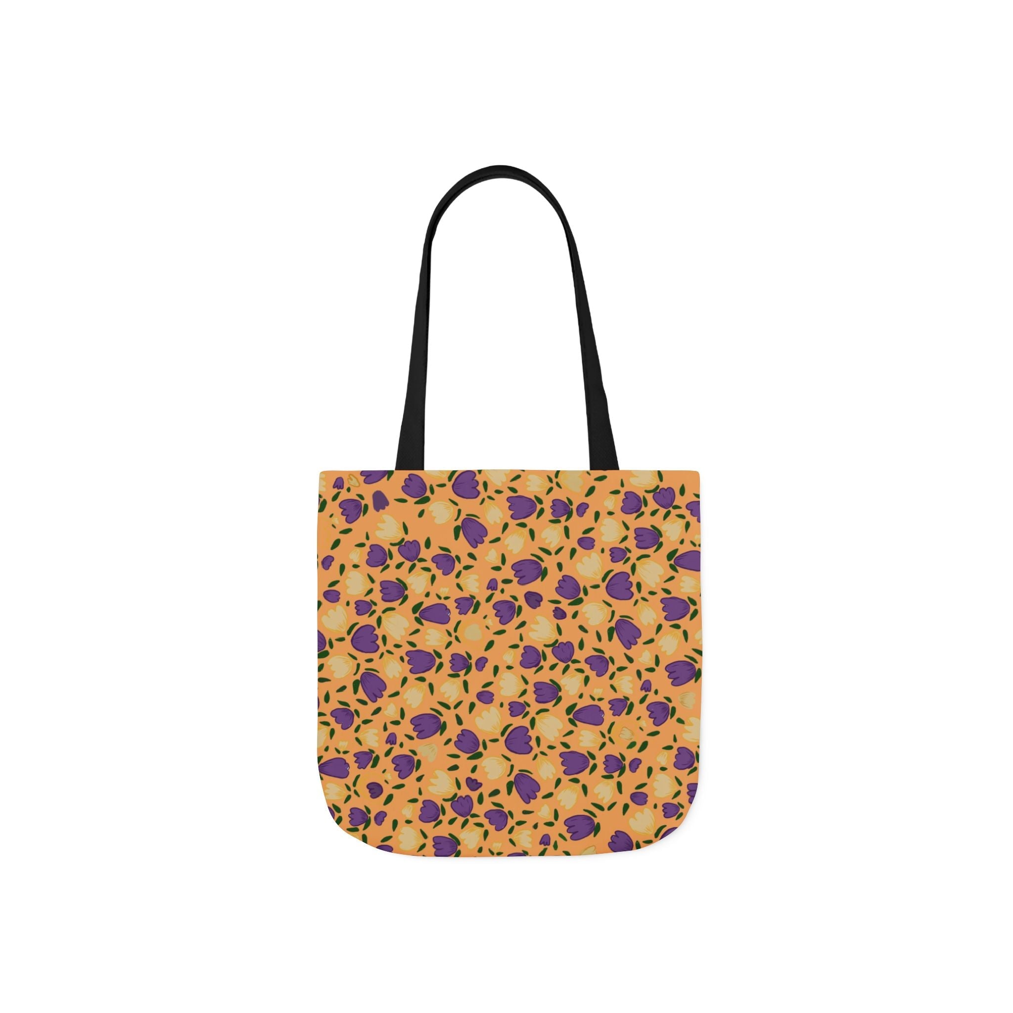 Orangy Purple Gold Flora Canvas Tote Bag, 5-Color Straps Printify