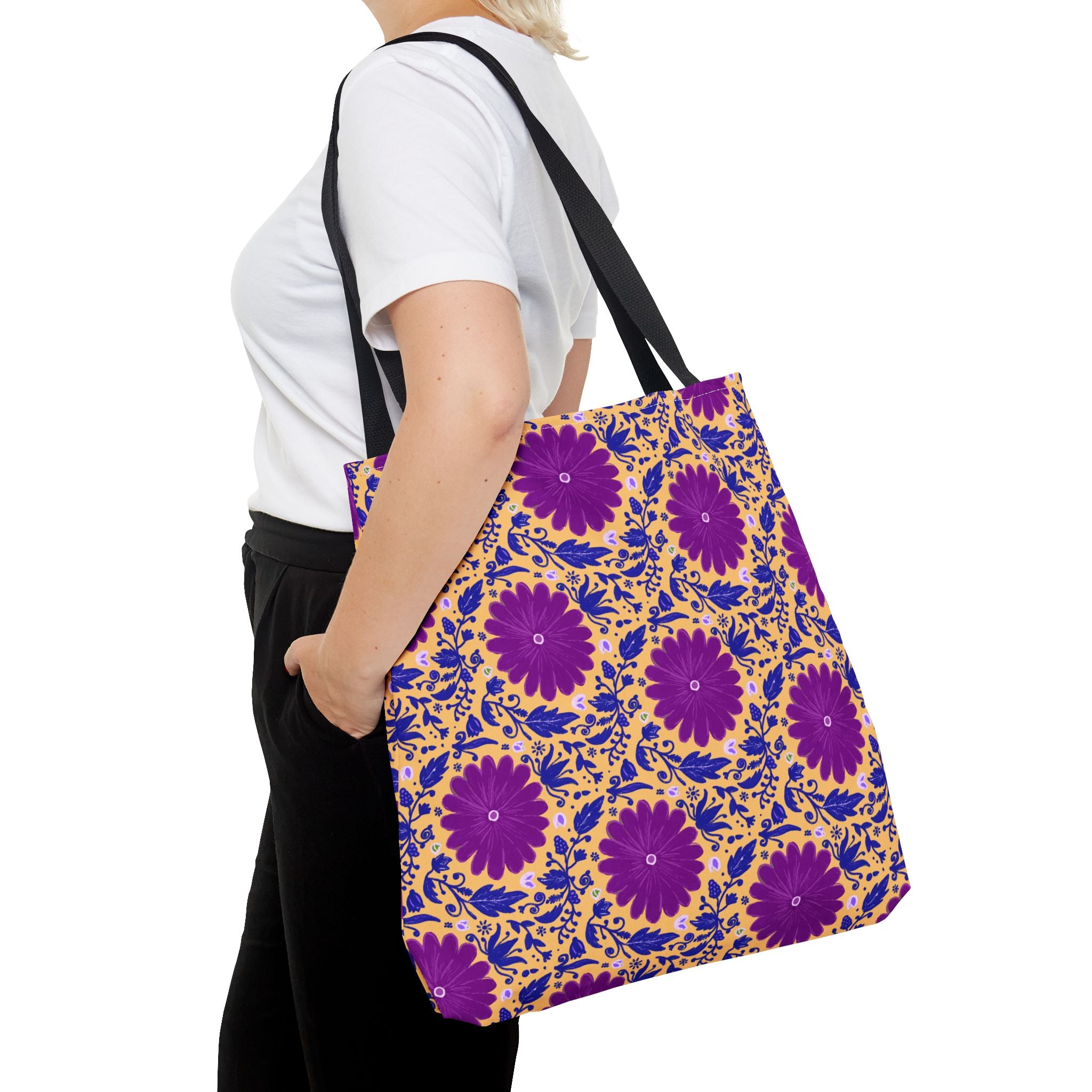 Botanic Susanah Purple Flower Print Tote Bag – Hand-Designed Print
