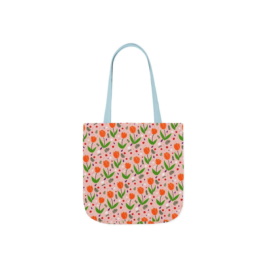 Orange Tulip Hand Designed Art Botanic Canvas Tote Bag, 5-Color Straps Printify