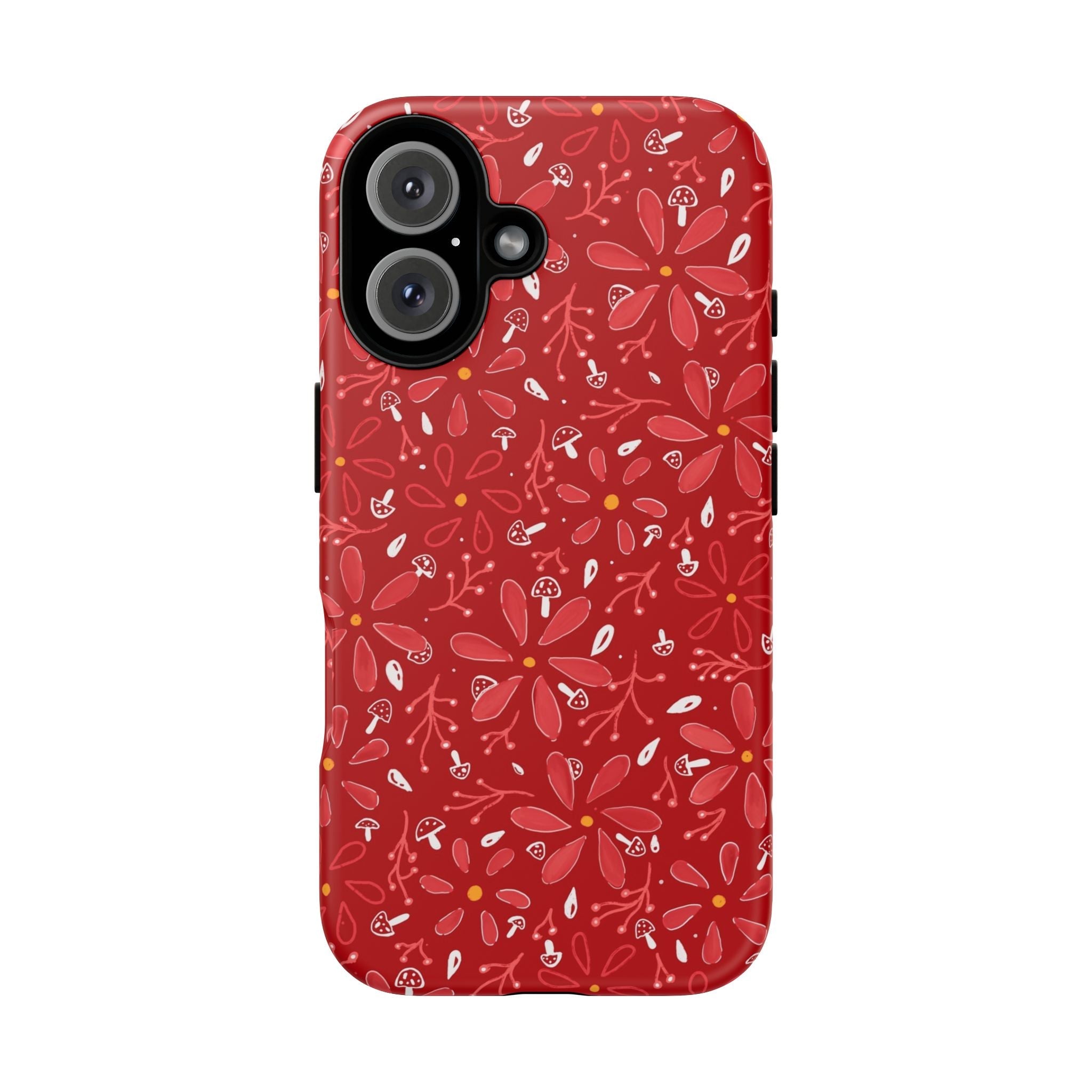 Red Flora Hand Designed Print Tough Cases Printify
