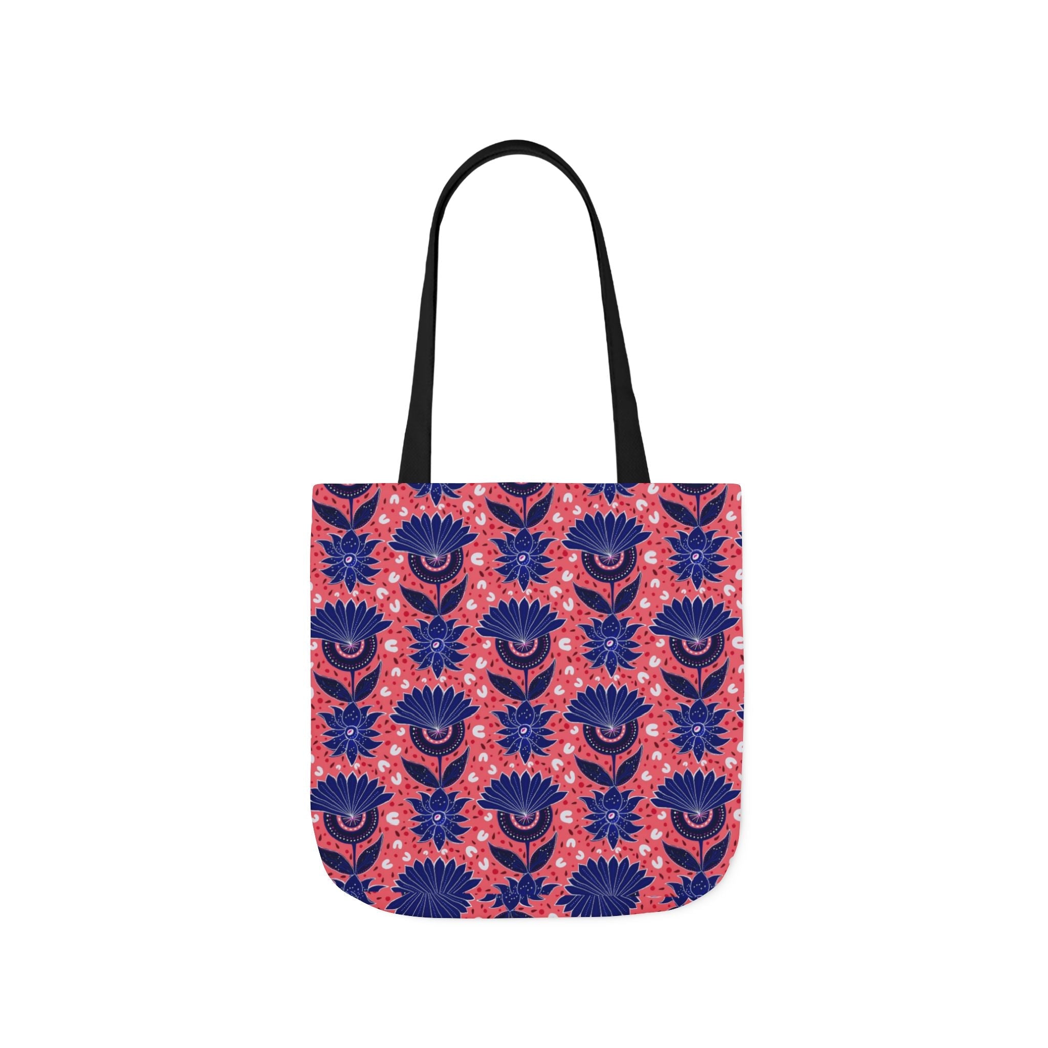 Blue Pink Botanic Canvas Tote Bag, 5-Color Straps Printify