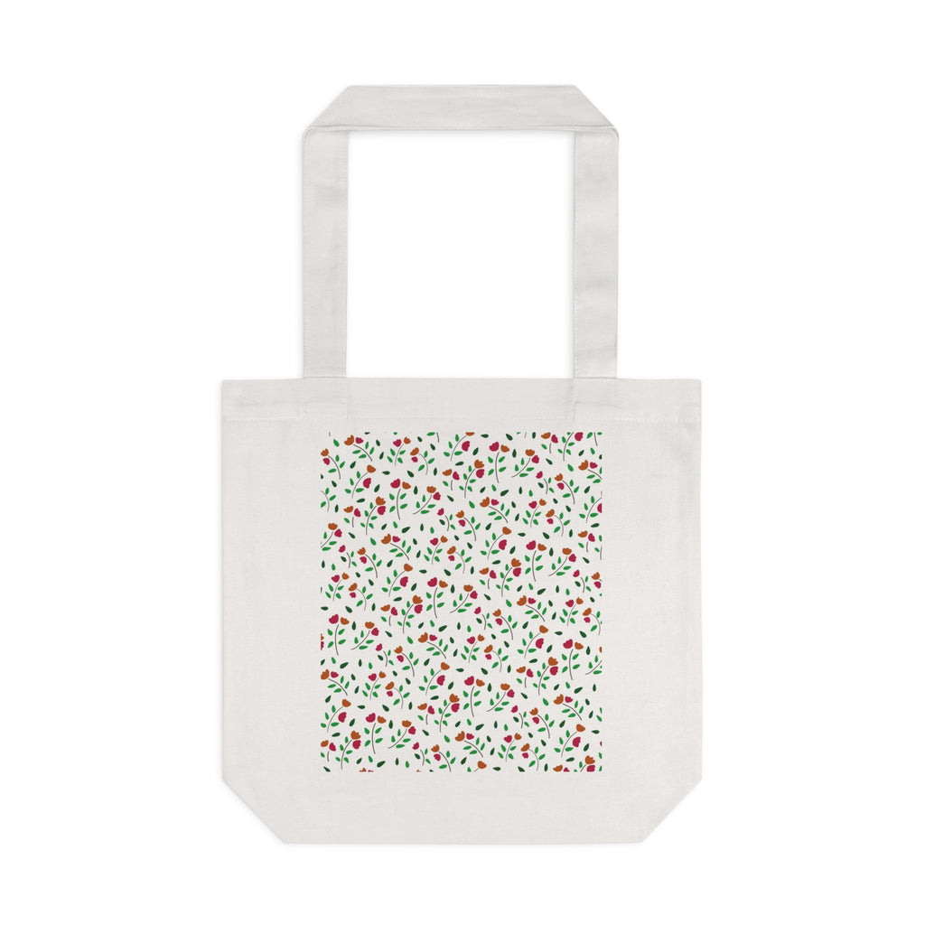 Small Flora prints Cotton Tote Bag-Cream /Black Printify