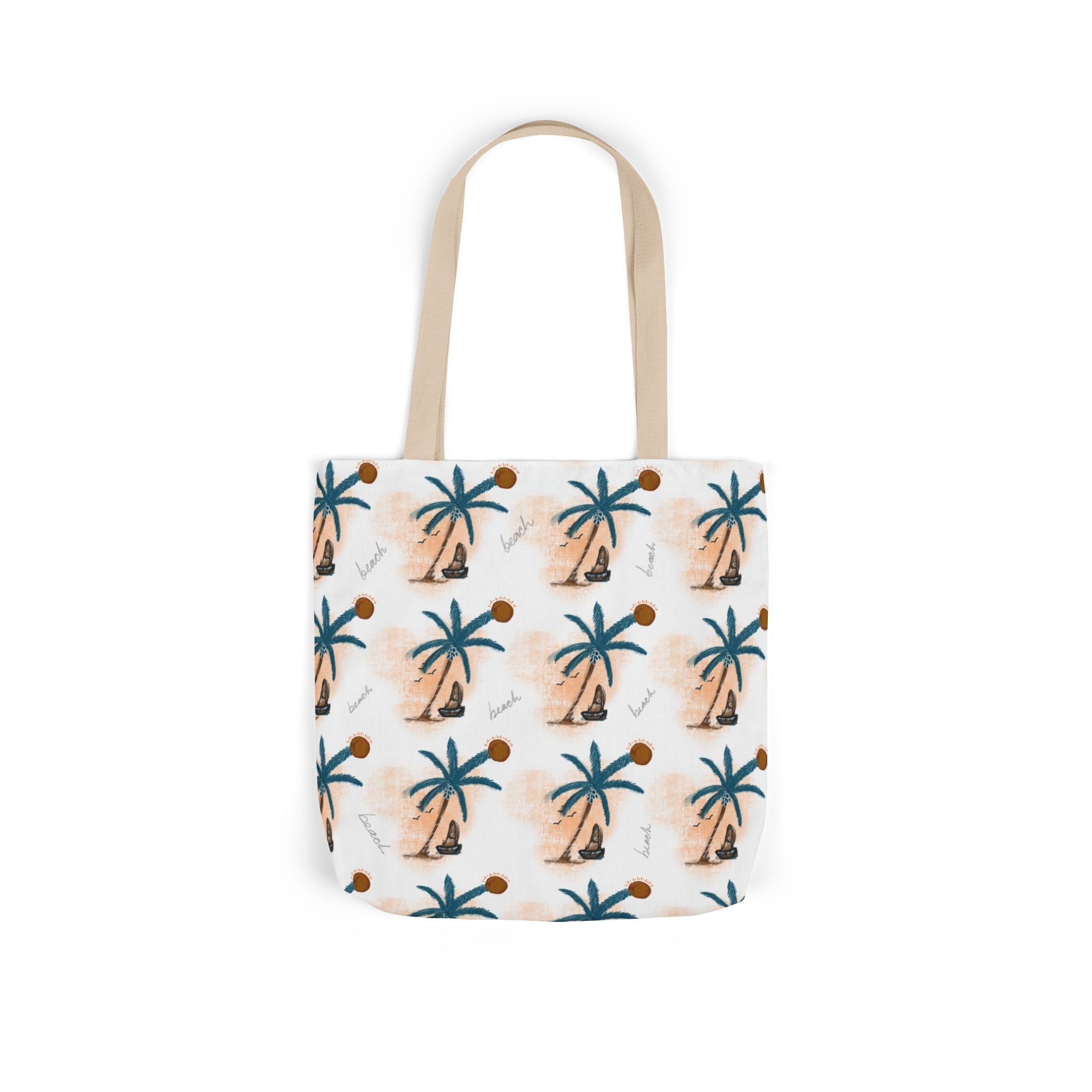 Beach Hand Drawn Art Canvas Tote Bag, 5-Color Straps Printify