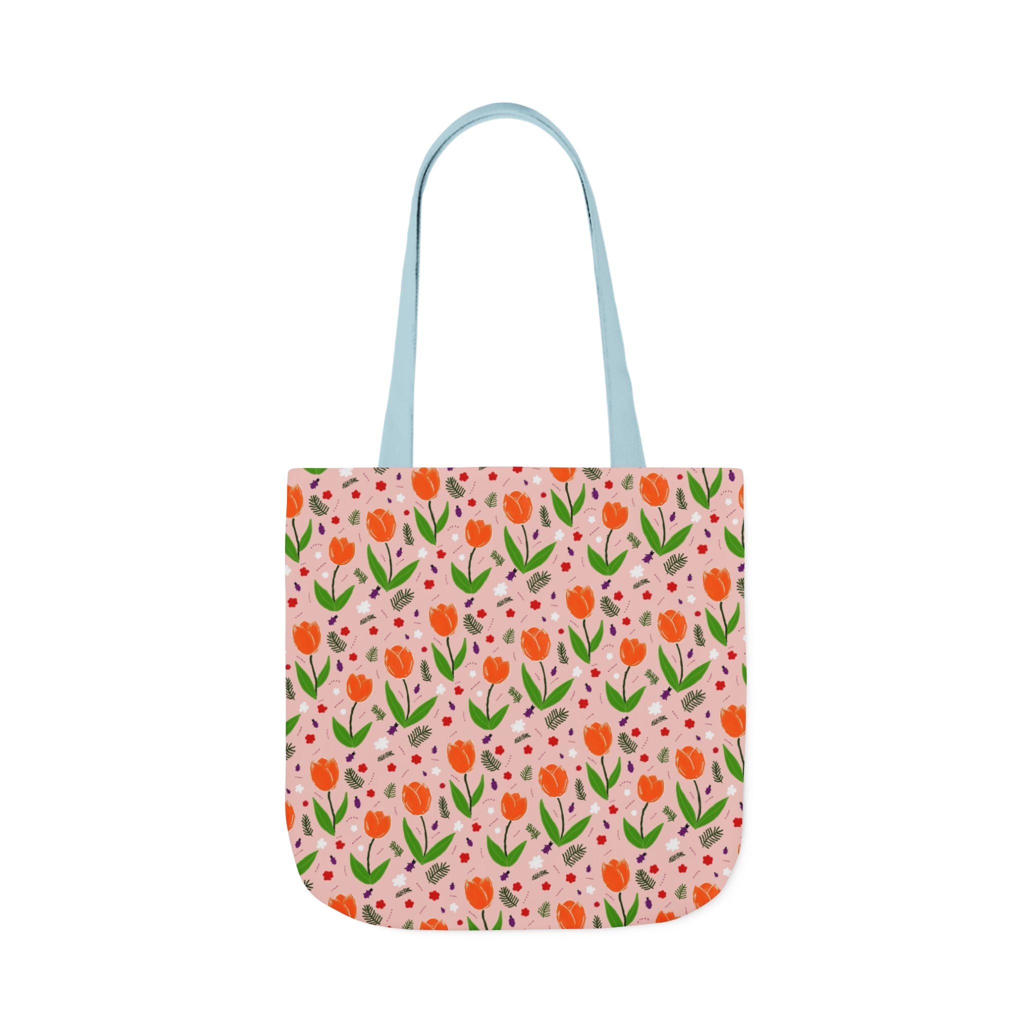 Orange Tulip Hand Designed Art Botanic Canvas Tote Bag, 5-Color Straps Printify
