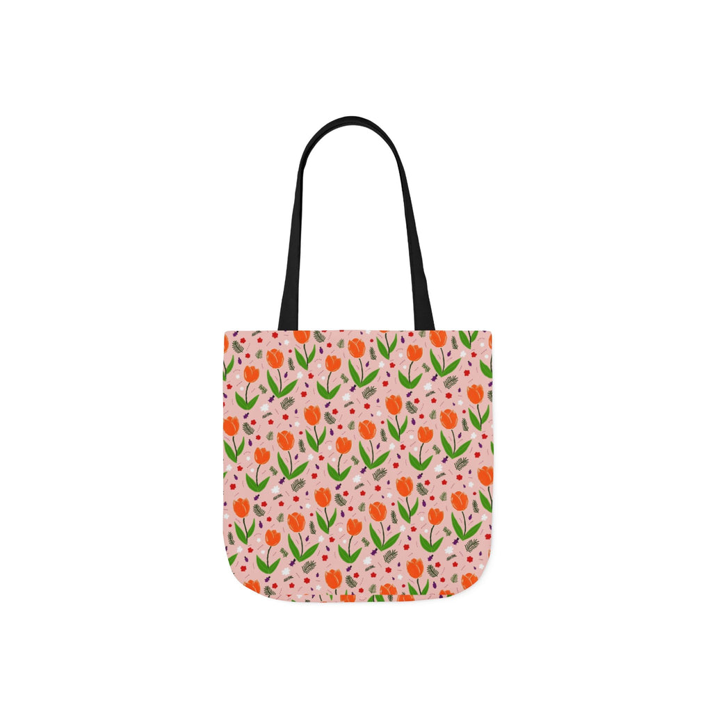 Orange Tulip Hand Designed Art Botanic Canvas Tote Bag, 5-Color Straps Printify