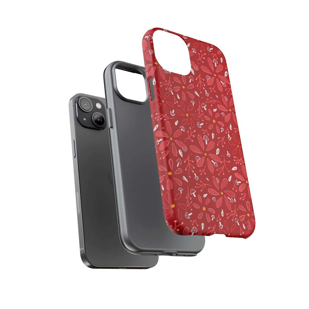 Red Flora Hand Designed Print Tough Cases Printify