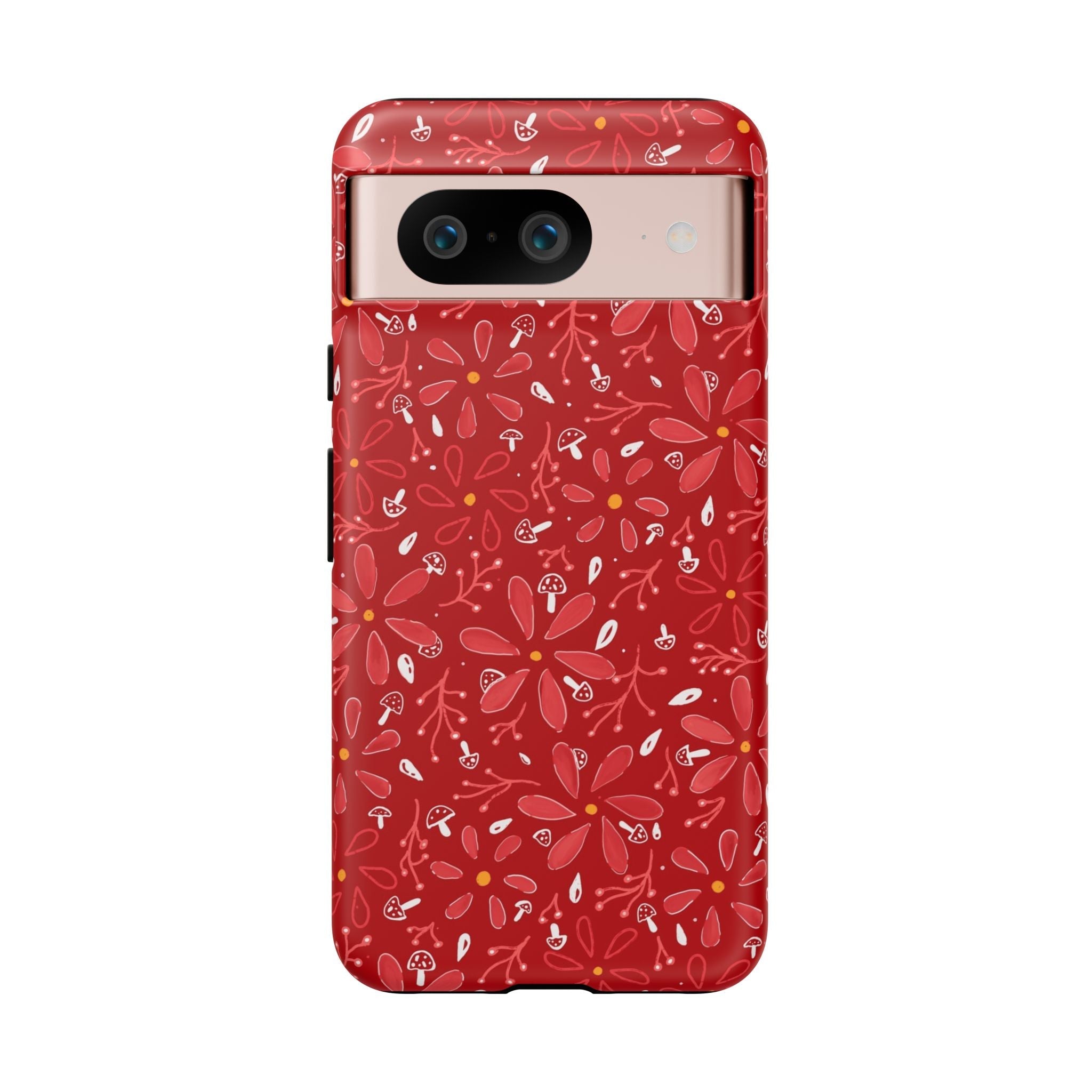 Red Flora Hand Designed Print Tough Cases Printify