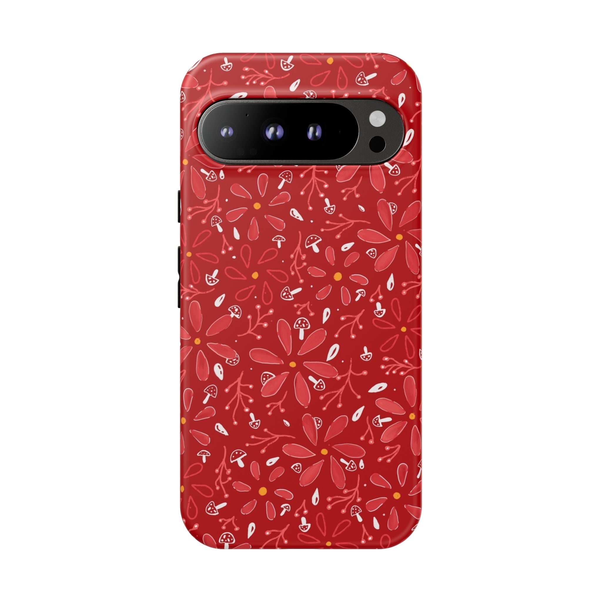 Red Flora Hand Designed Print Tough Cases Printify