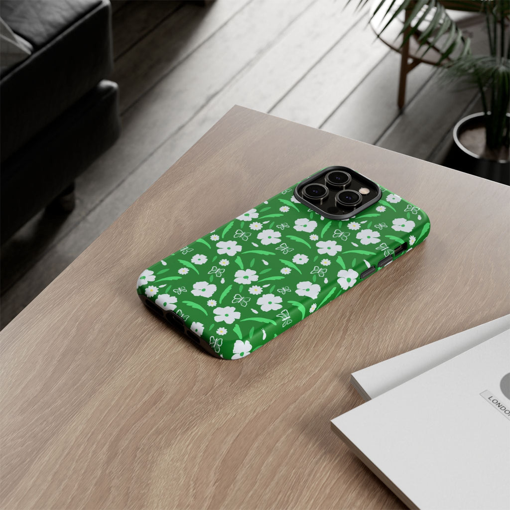 Green Meets White Flora Hand Designed Prints Tough Cases Printify