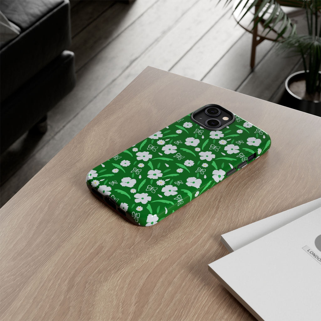 Green Meets White Flora Hand Designed Prints Tough Cases Printify