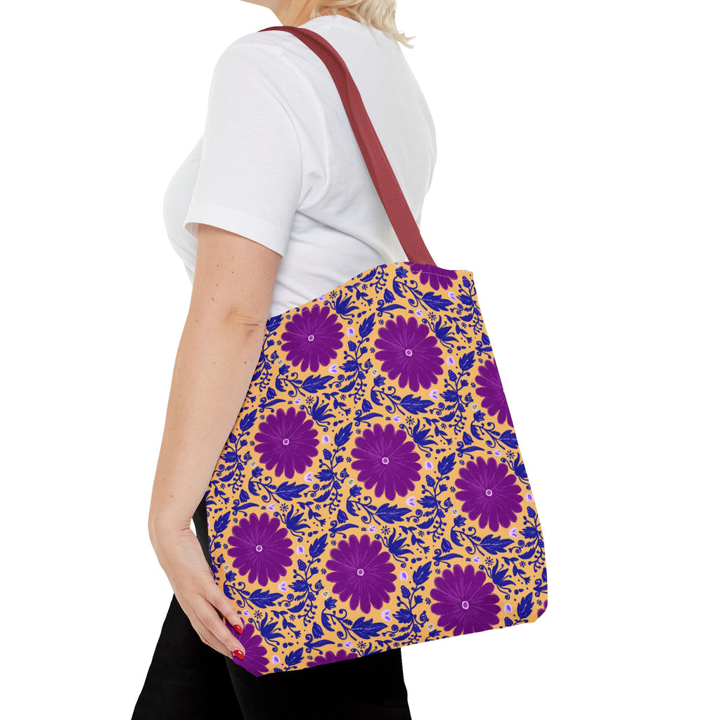 Botanic Susanah Purple Flower Print Tote Bag – Hand-Designed Print