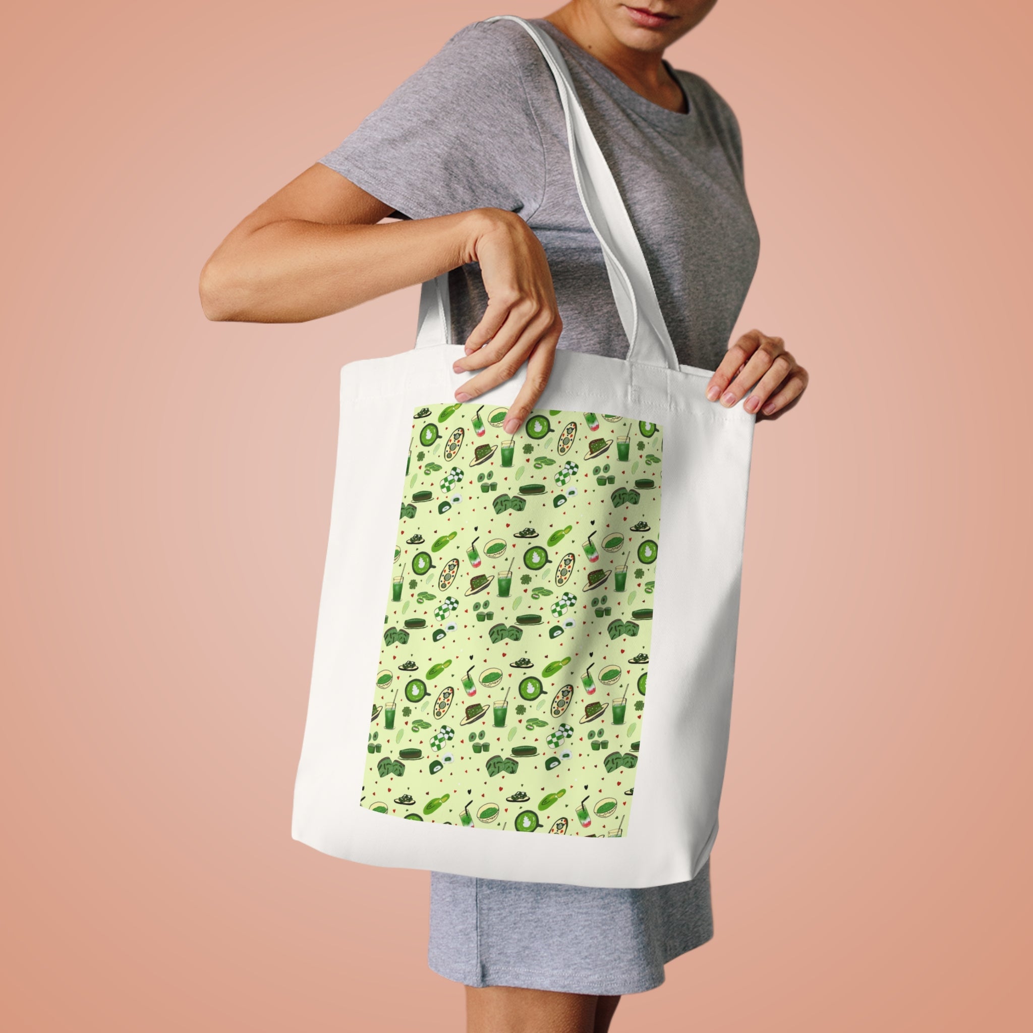 Matcha Food Hand Designed Prints Cotton Tote Bag Printify