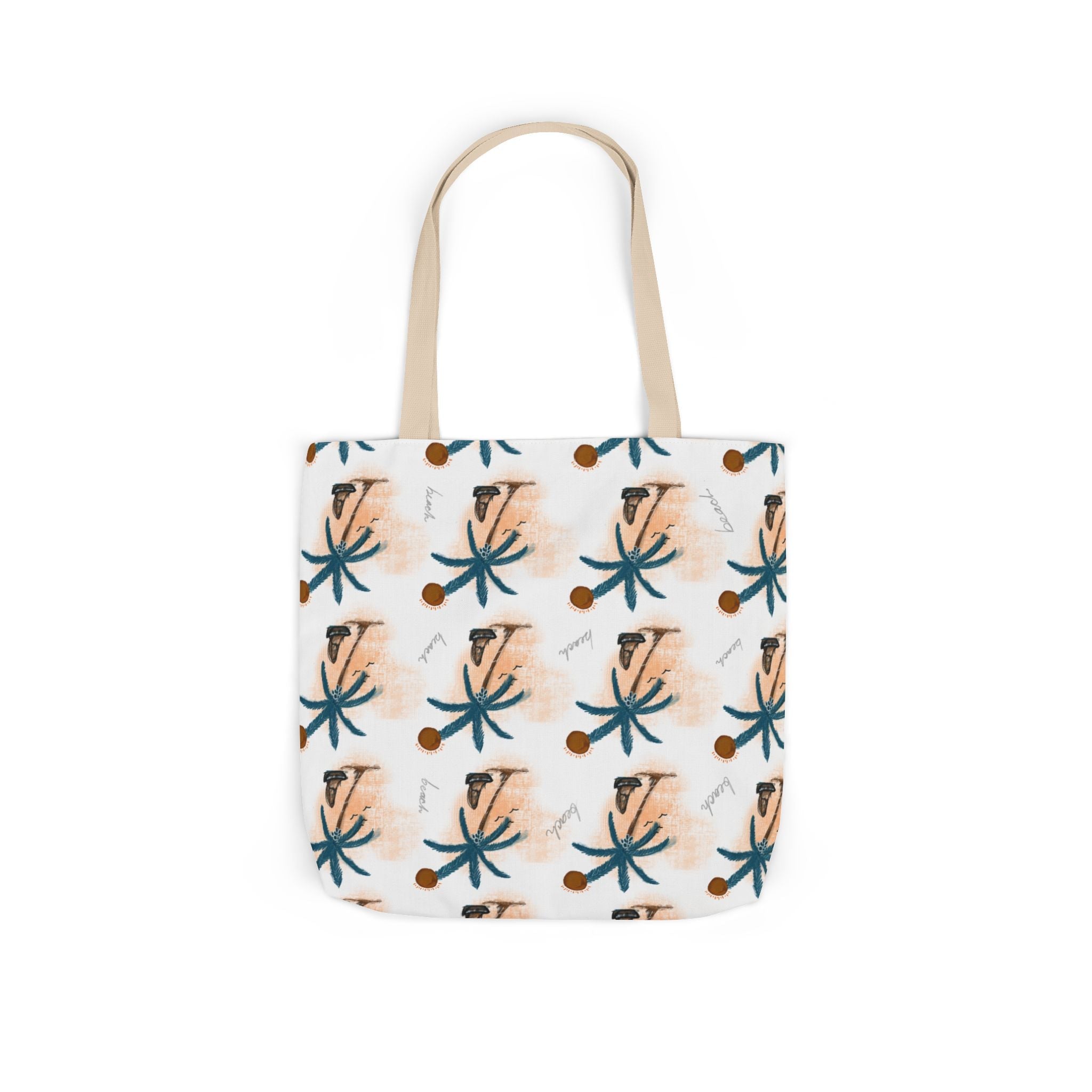 Beach Hand Drawn Art Canvas Tote Bag, 5-Color Straps Printify