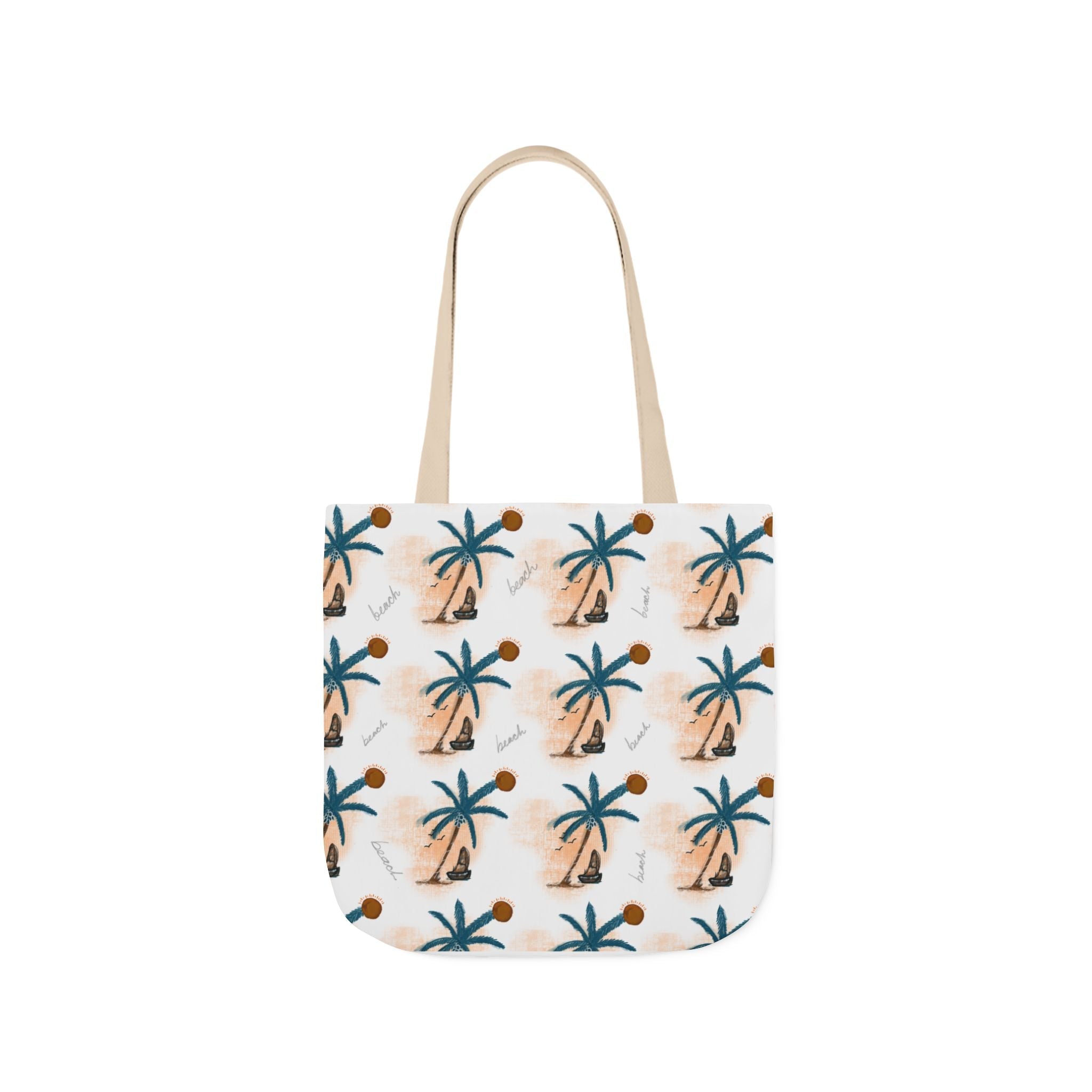 Beach Hand Drawn Art Canvas Tote Bag, 5-Color Straps Printify